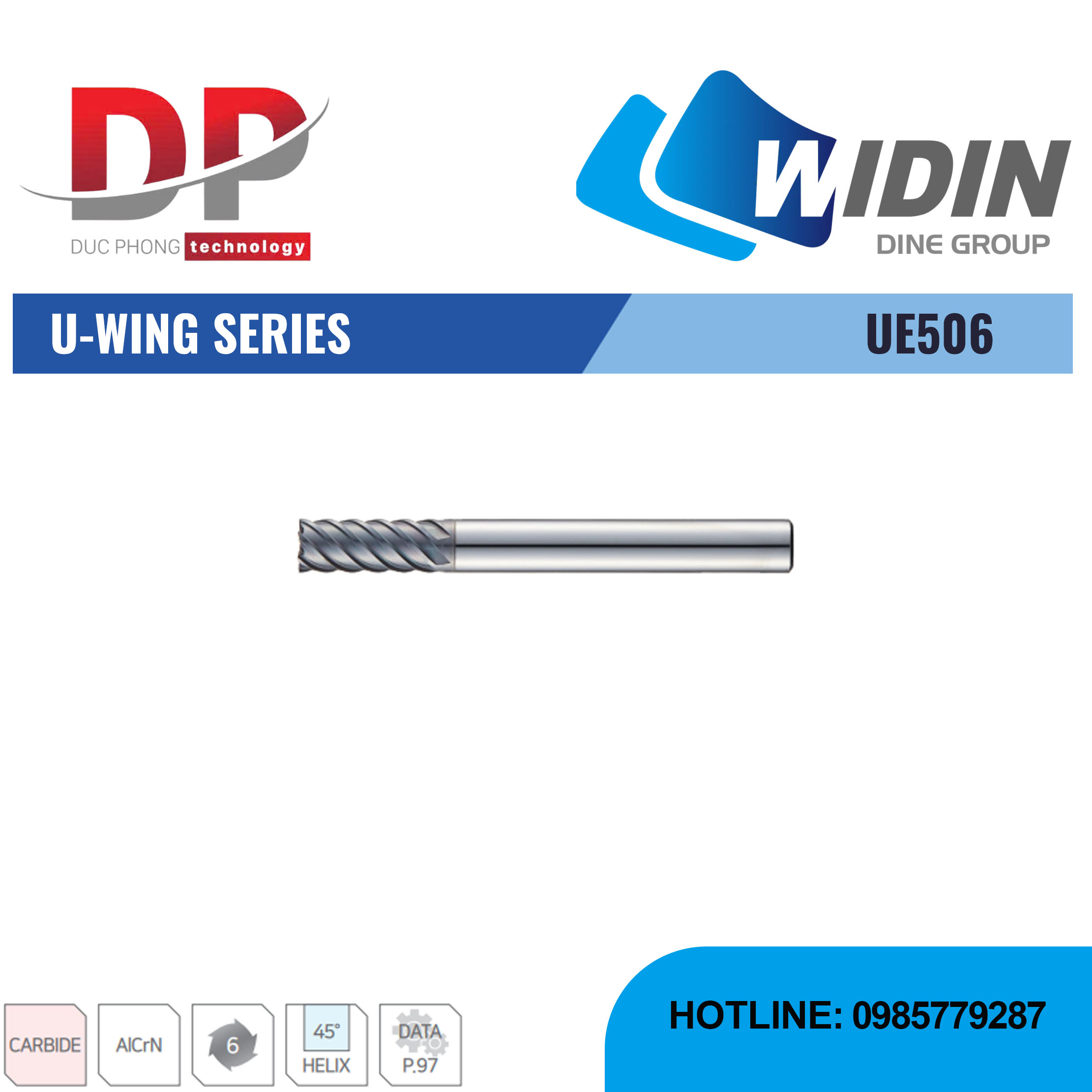 Dao phay ngón U-WING Series UE506 - WIDIN
