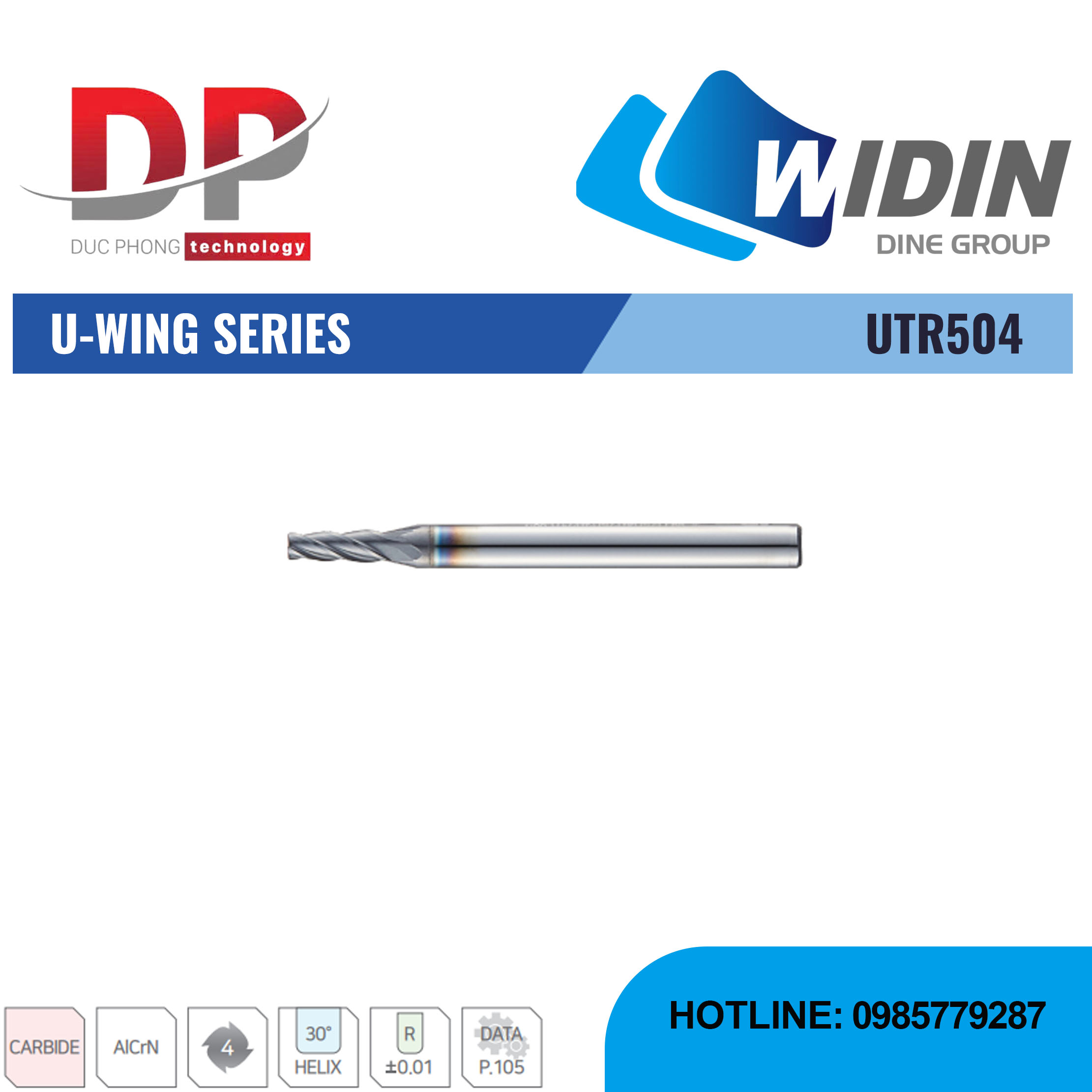 Dao phay ngón U-WING Series UTR504 - WIDIN