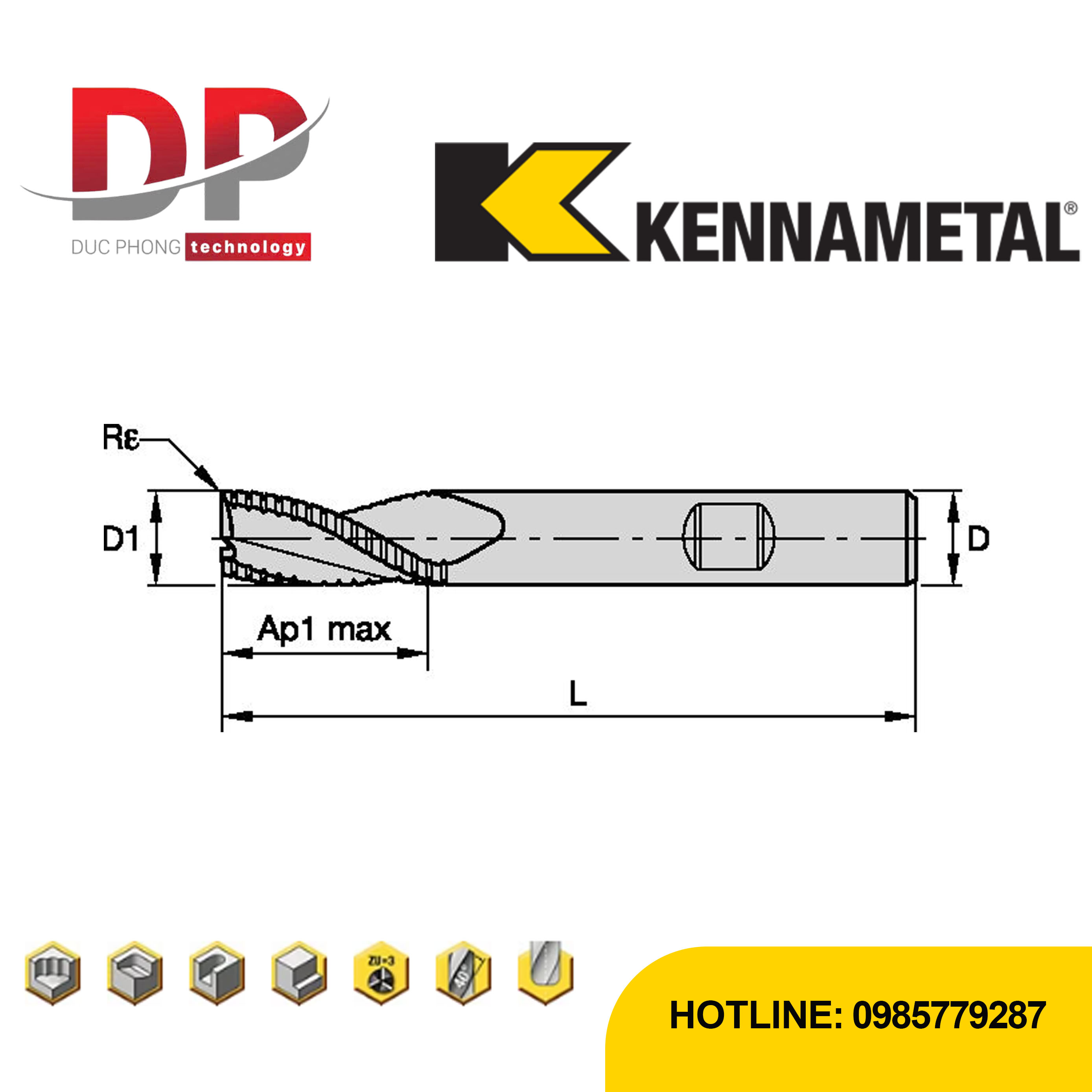 Thông số dao phay ngón Kennametal