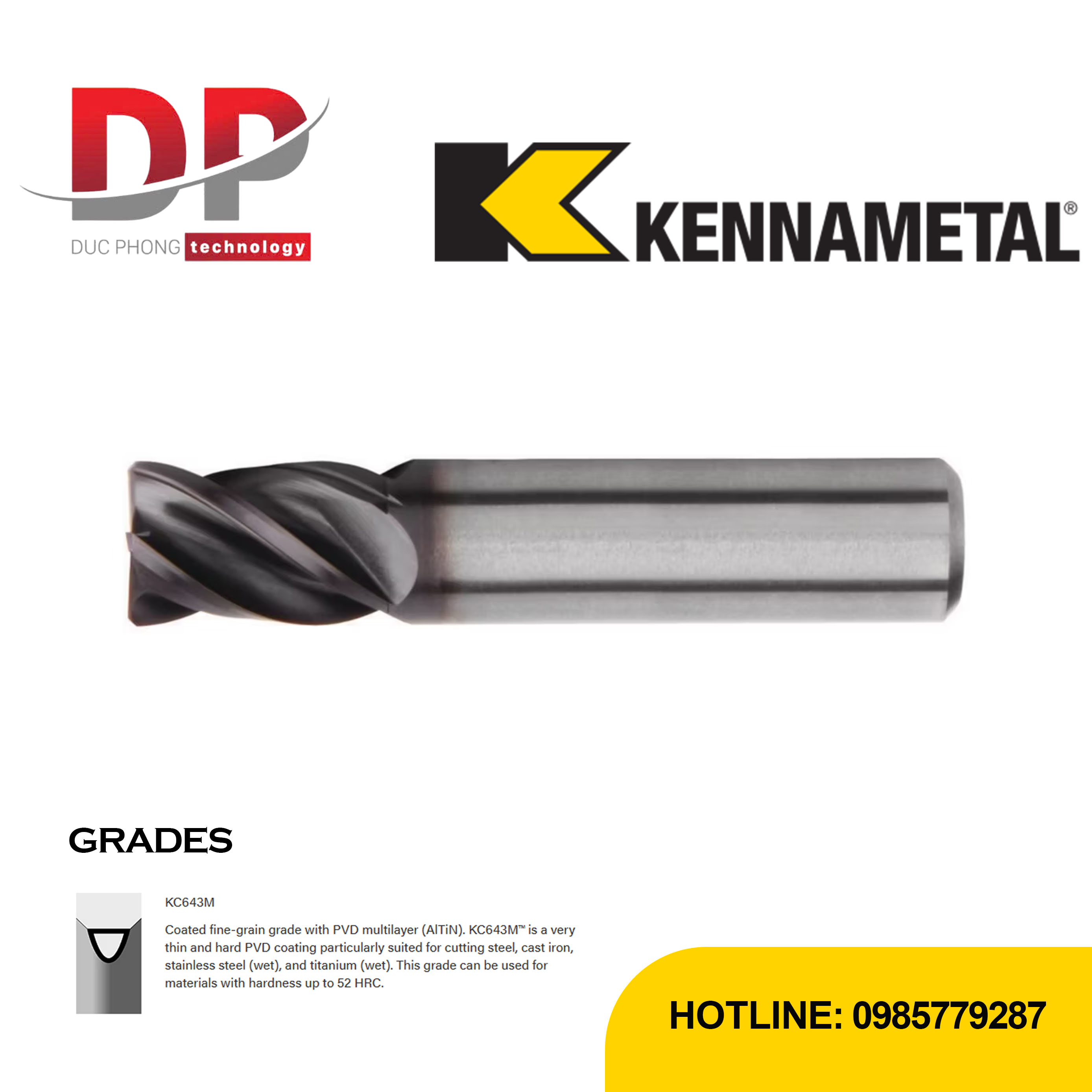 Thông số dao phay ngón kennametal