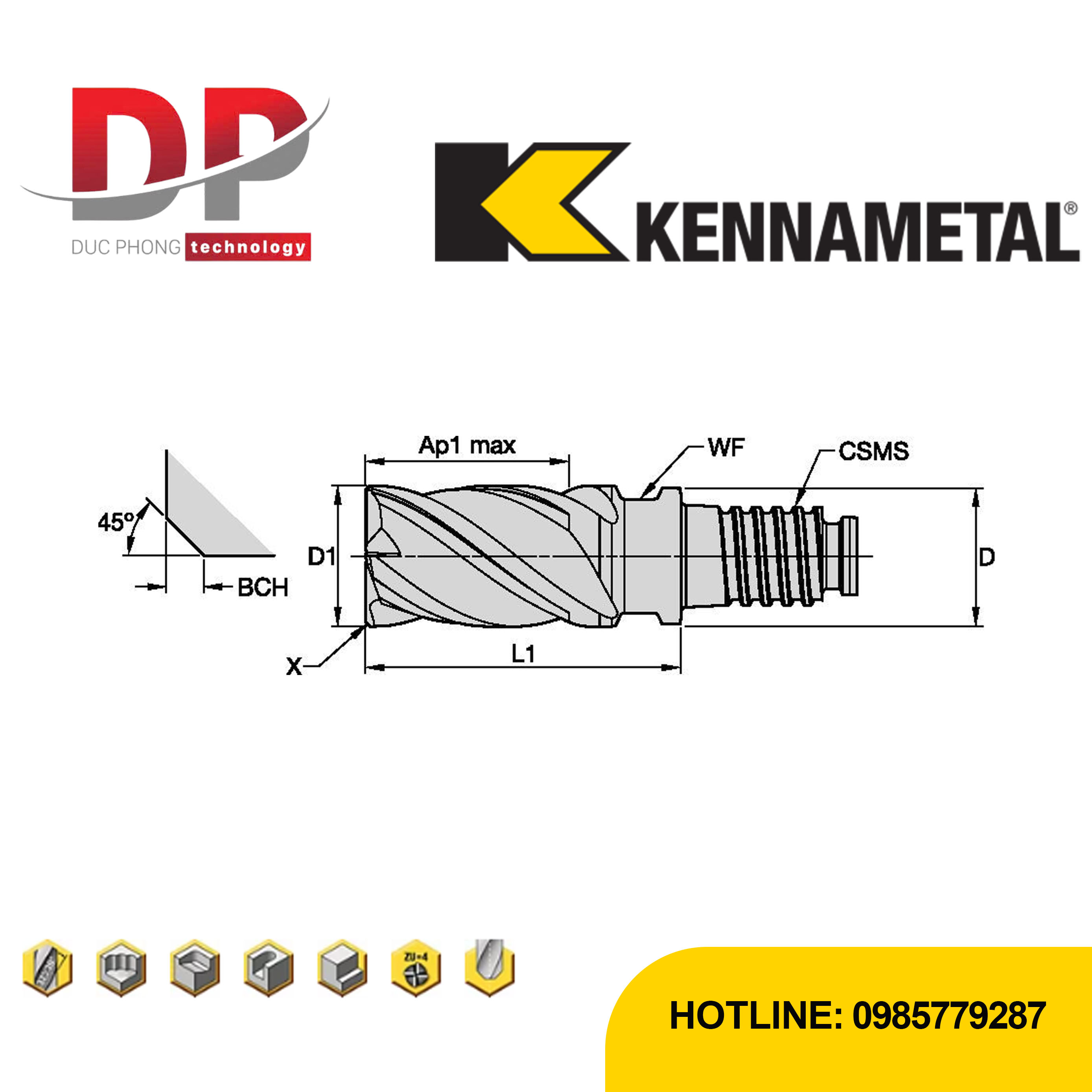 Thông số dao phay ngón Kennametal