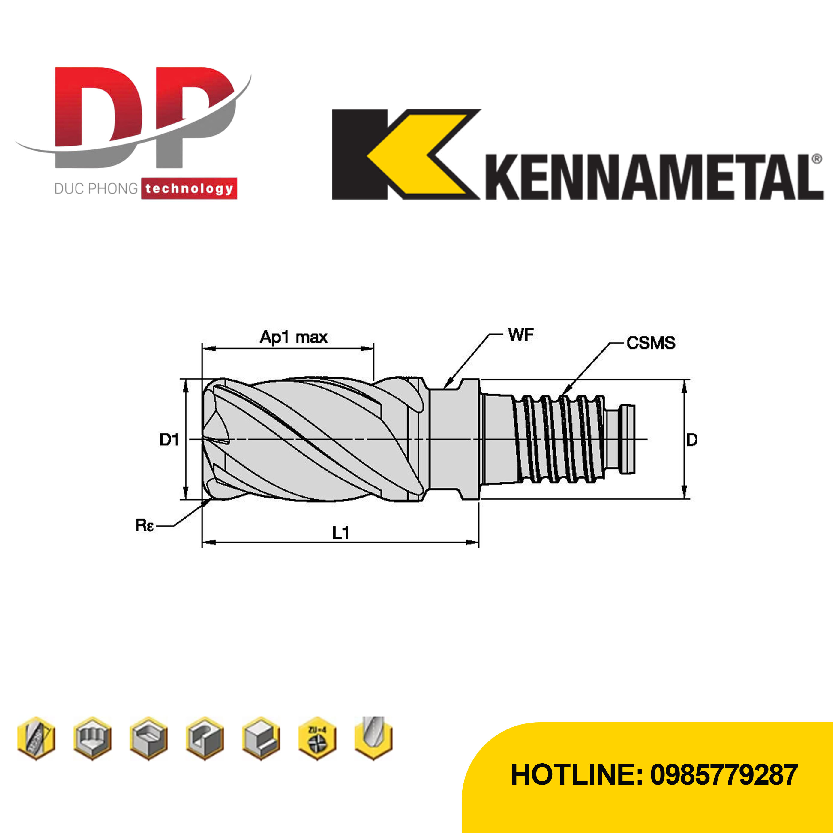 Thông số dao phay ngón Kennametal