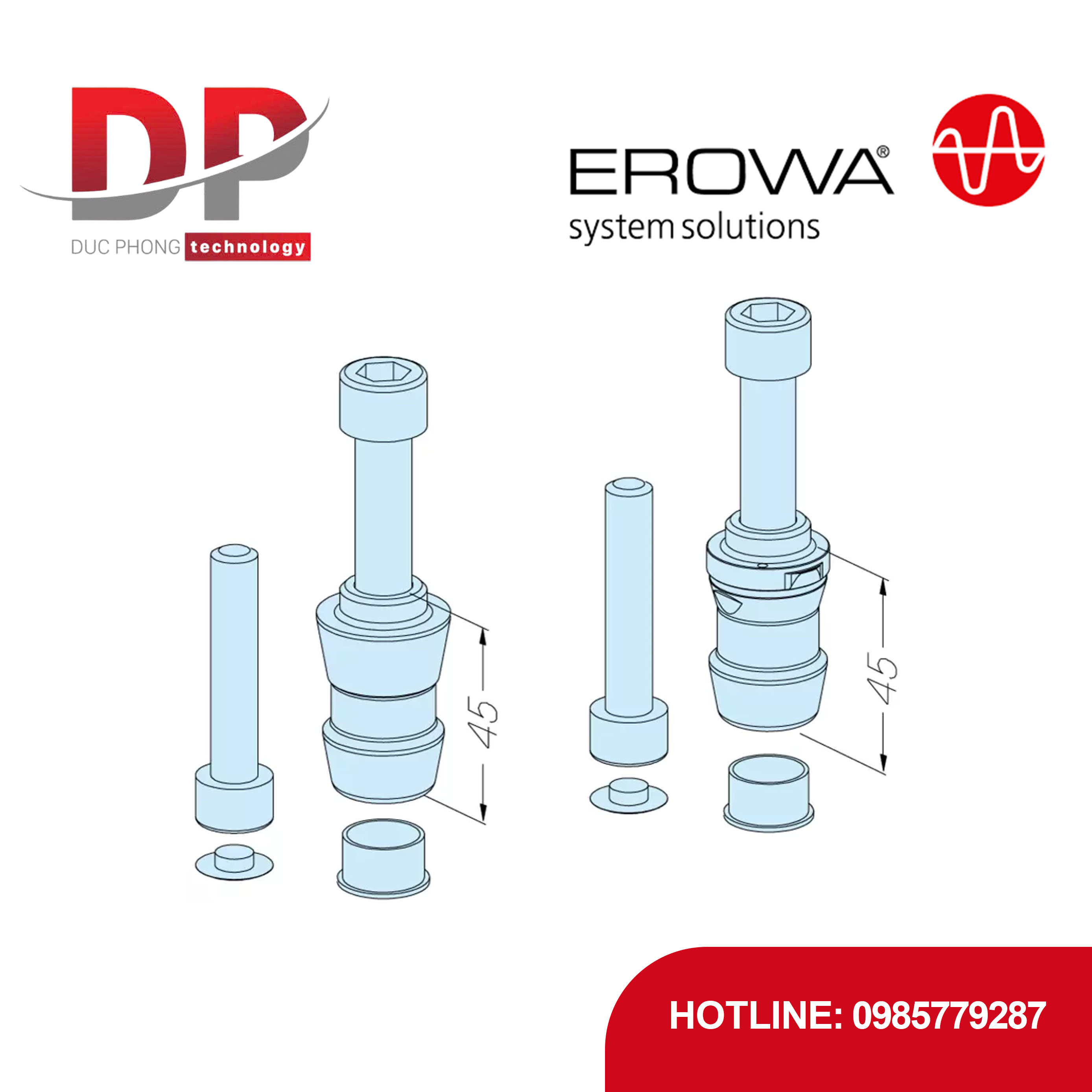 Bộ chốt kẹp EROWA ER-099437 MTS 2 chiếc, thủ công, CleverClamp