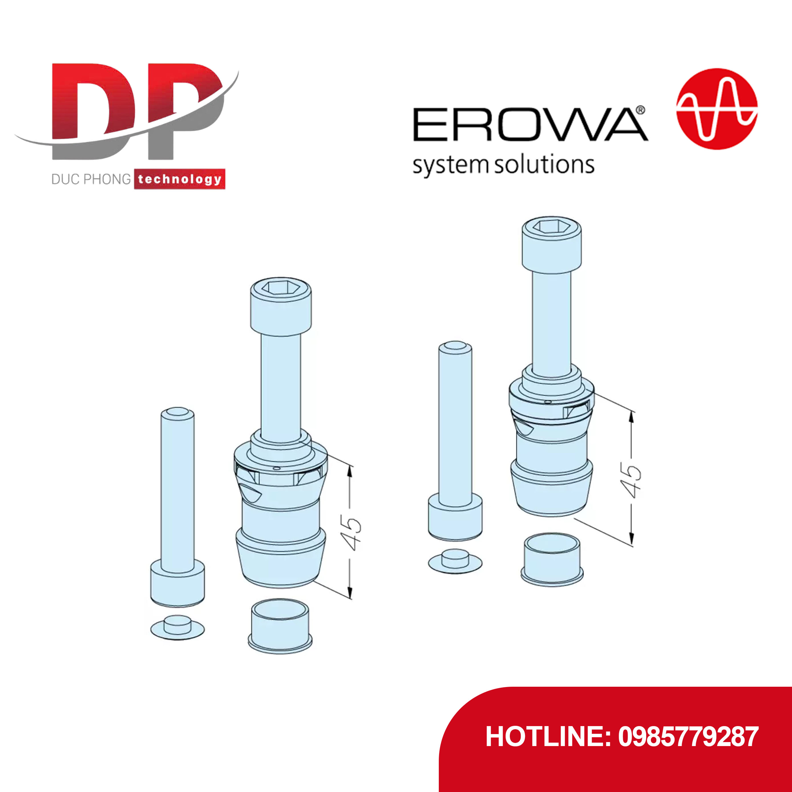 Bộ chốt kẹp EROWA ER-099334 MTS 2 chiếc, tự động, CleverClamp