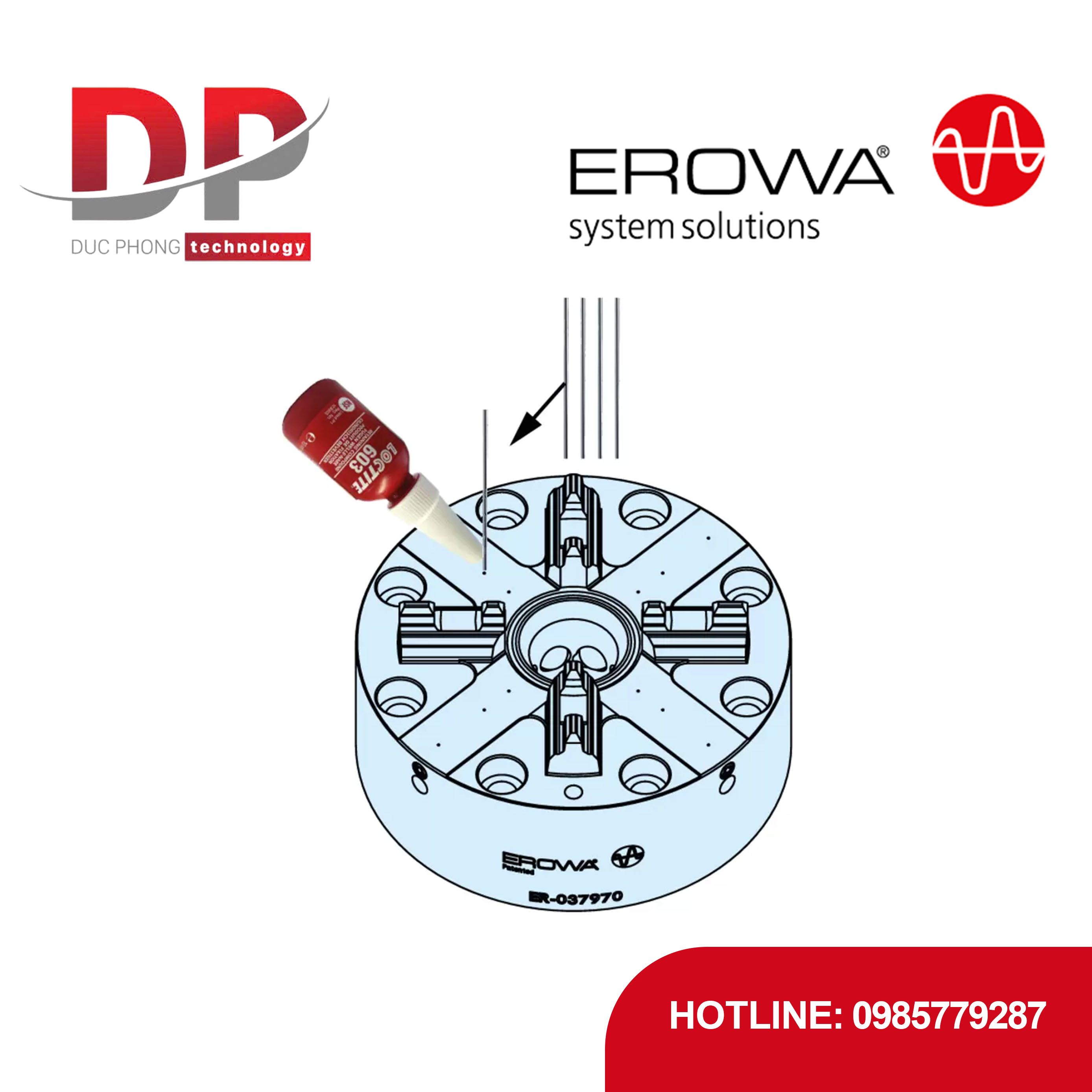 Bộ dụng cụ EROWA ER-085839 bịt lỗ thổi khí, dùng cho ITS 100/PCP/MTS