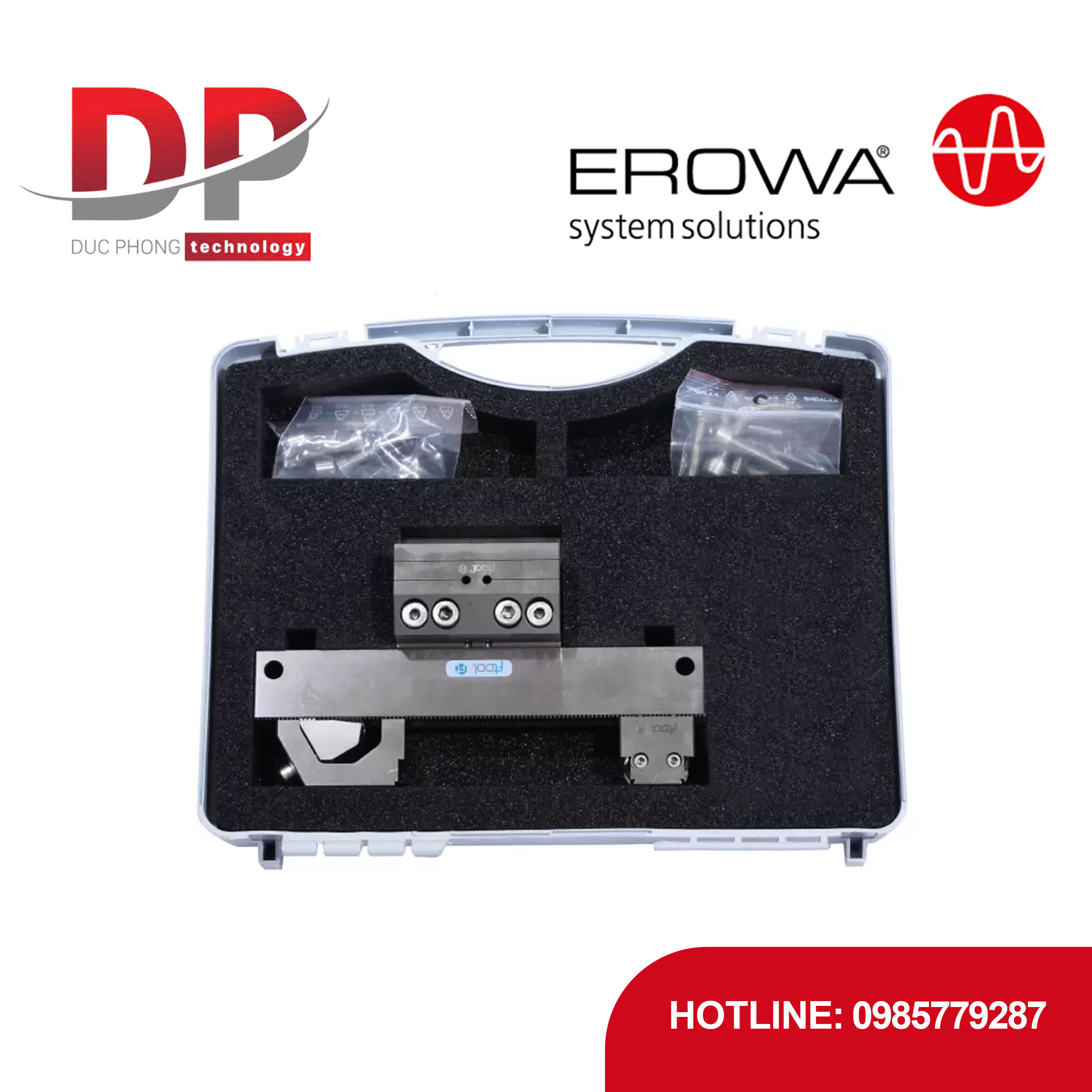 Bộ ê-tô 3D EROWA F-Tool FT-02046, ray kẹp 220 mm, điều chỉnh 3 trục, cho cắt dây EDM