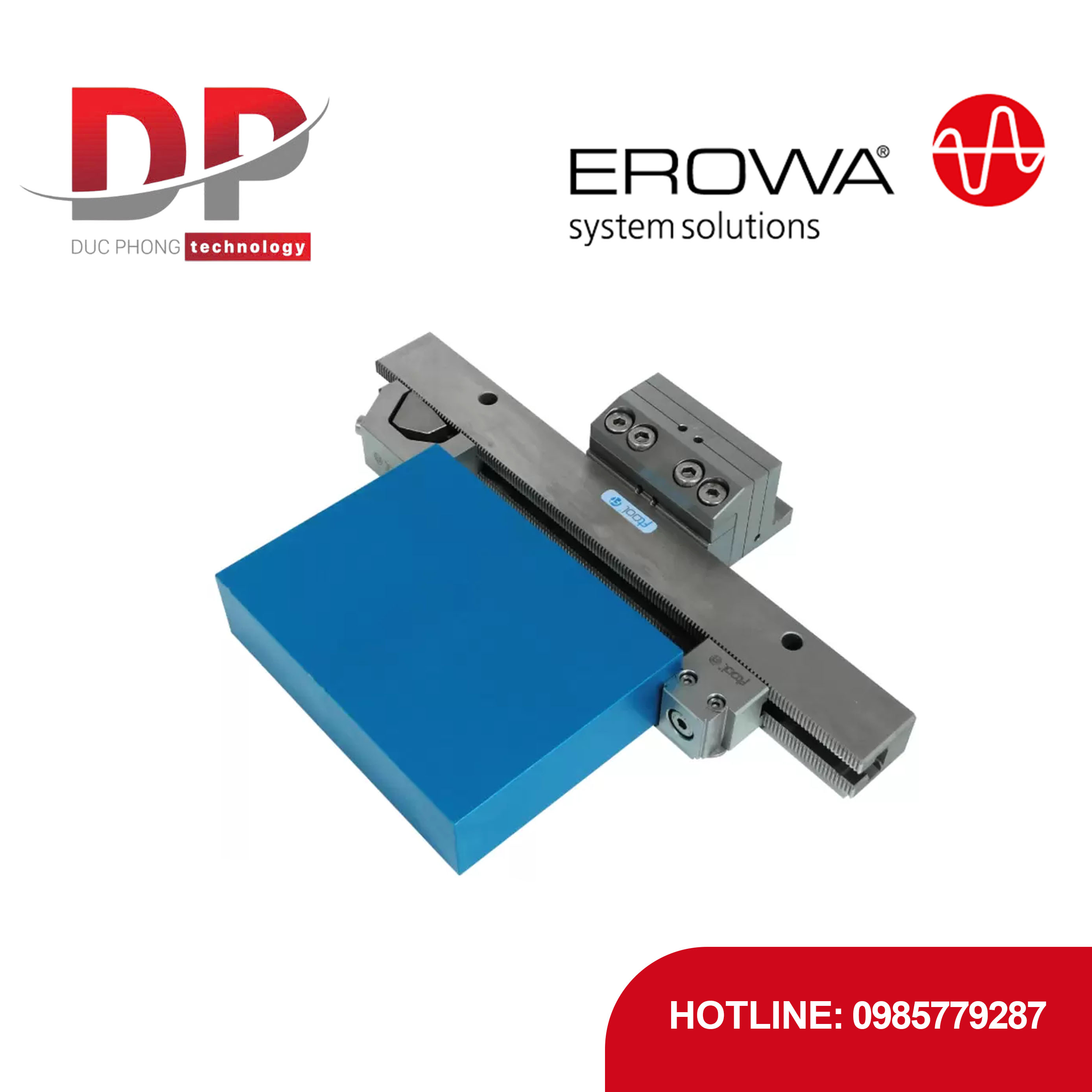 Bộ ê-tô 3D EROWA F-Tool FT-02108, ray kẹp 320 mm, điều chỉnh 3 trục, cho cắt dây EDM