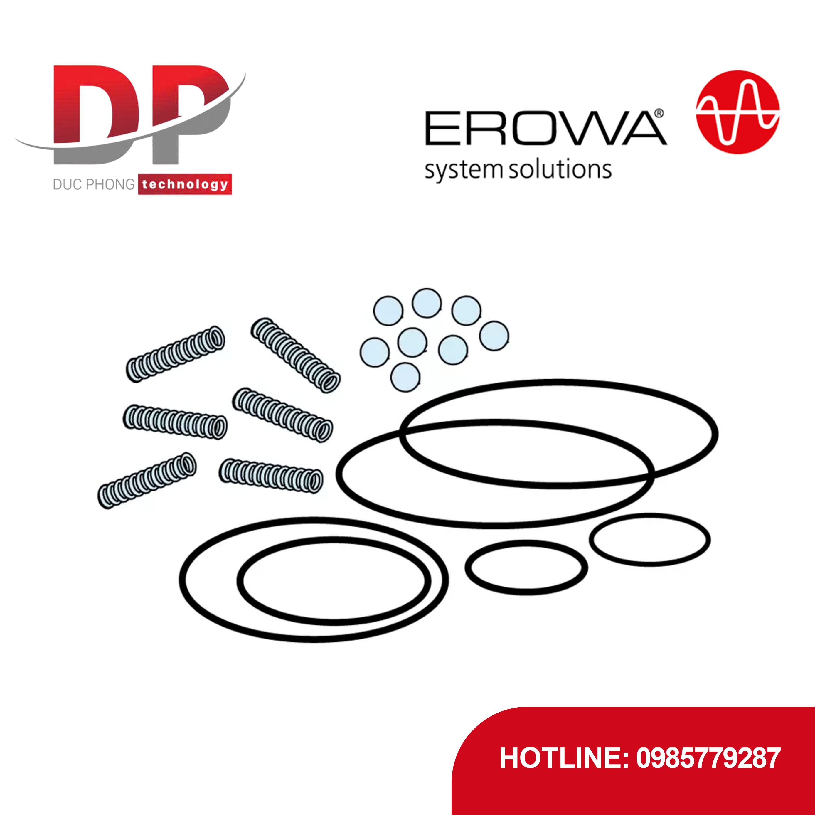 Bộ sửa chữa EROWA ER-023121 cho Đầu kẹp UPC, O-ring, lò xo, bi