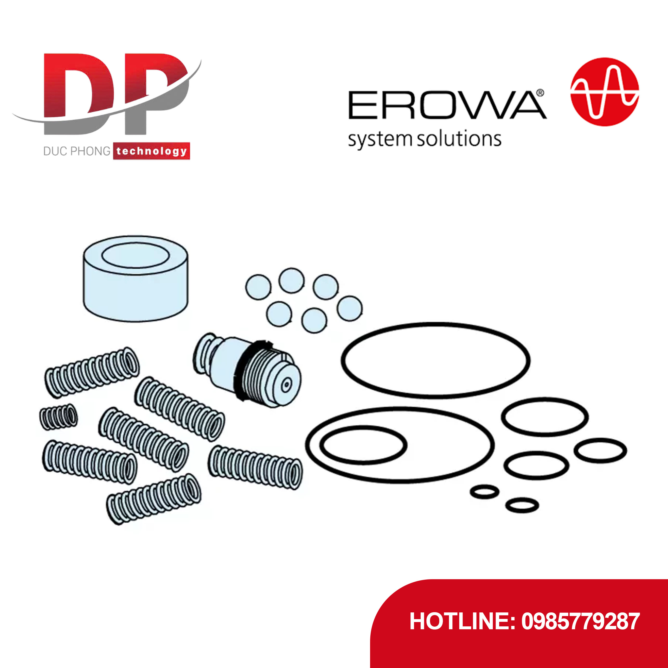 Bộ dụng cụ sửa chữa EROWA ER-015985 cho Đầu kẹp ITS Inox, thay thế linh kiện hao mòn