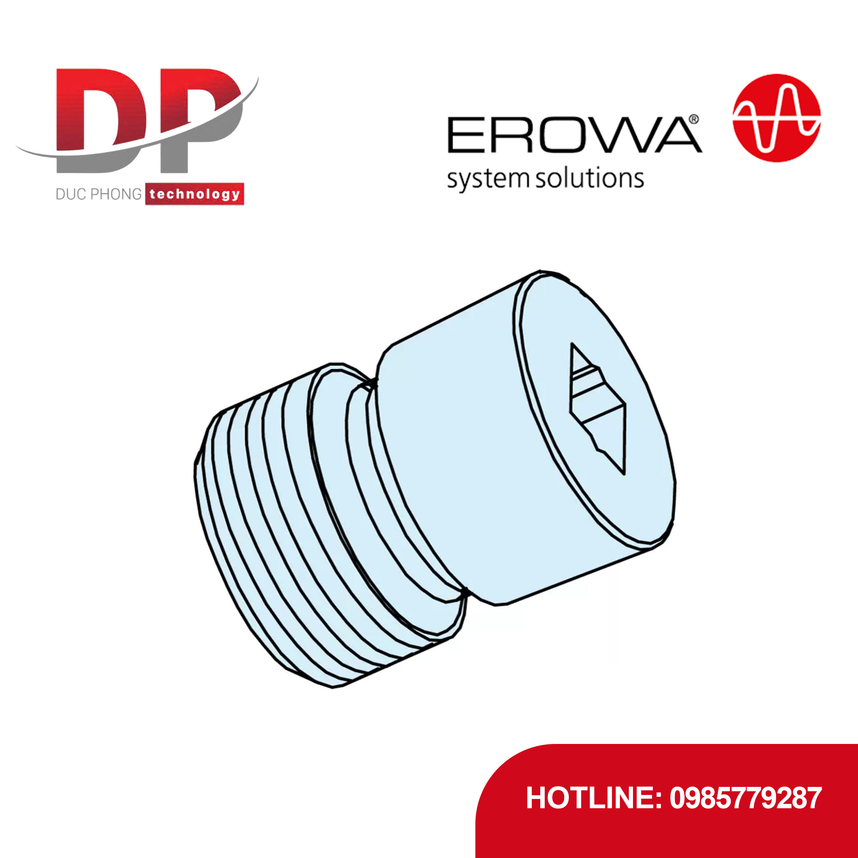 Bu lông bịt kín EROWA ER-018817 M12x16, 50 chiếc, bảo vệ lỗ lưới