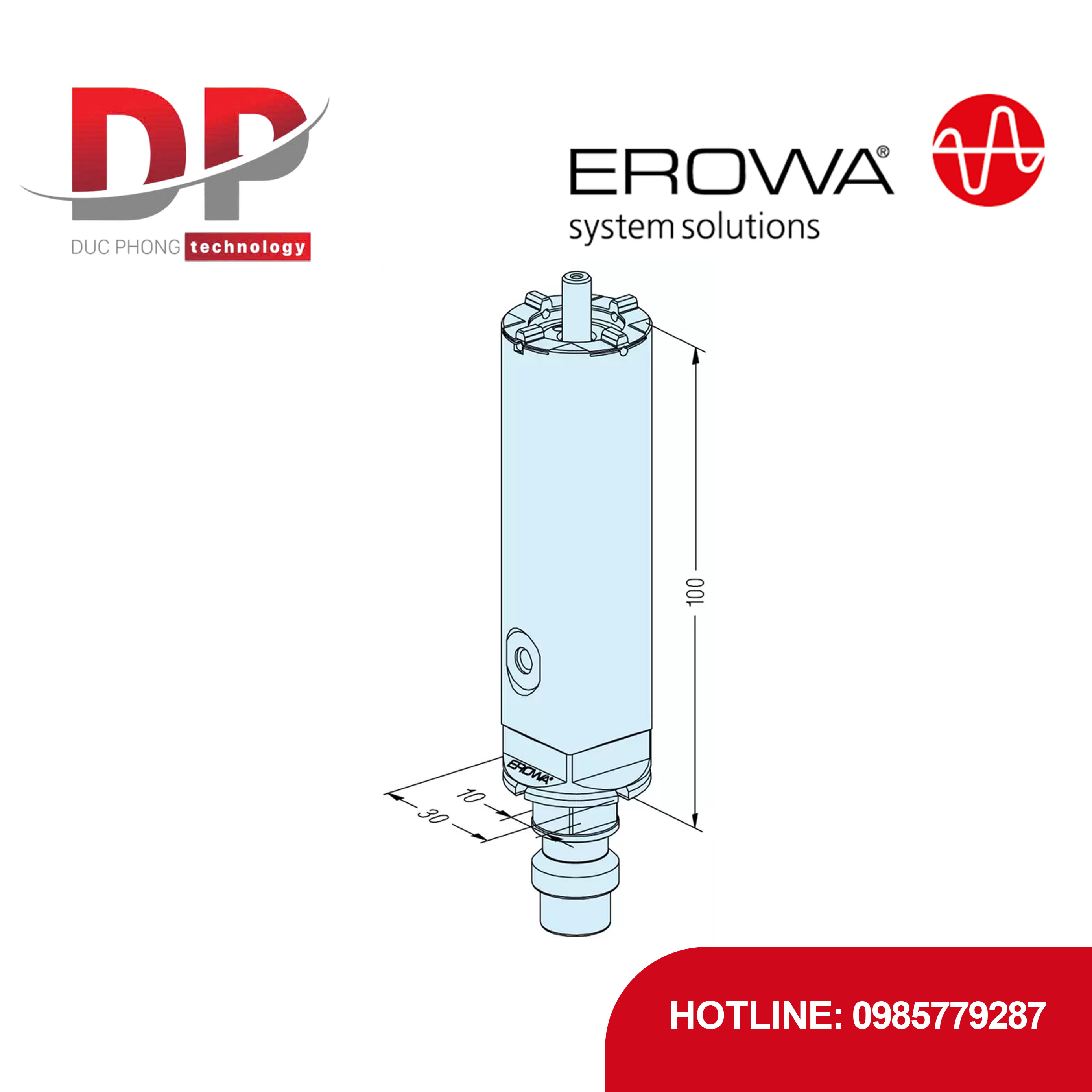 Cán nối dài EROWA ER-017982 Compact 100 mm