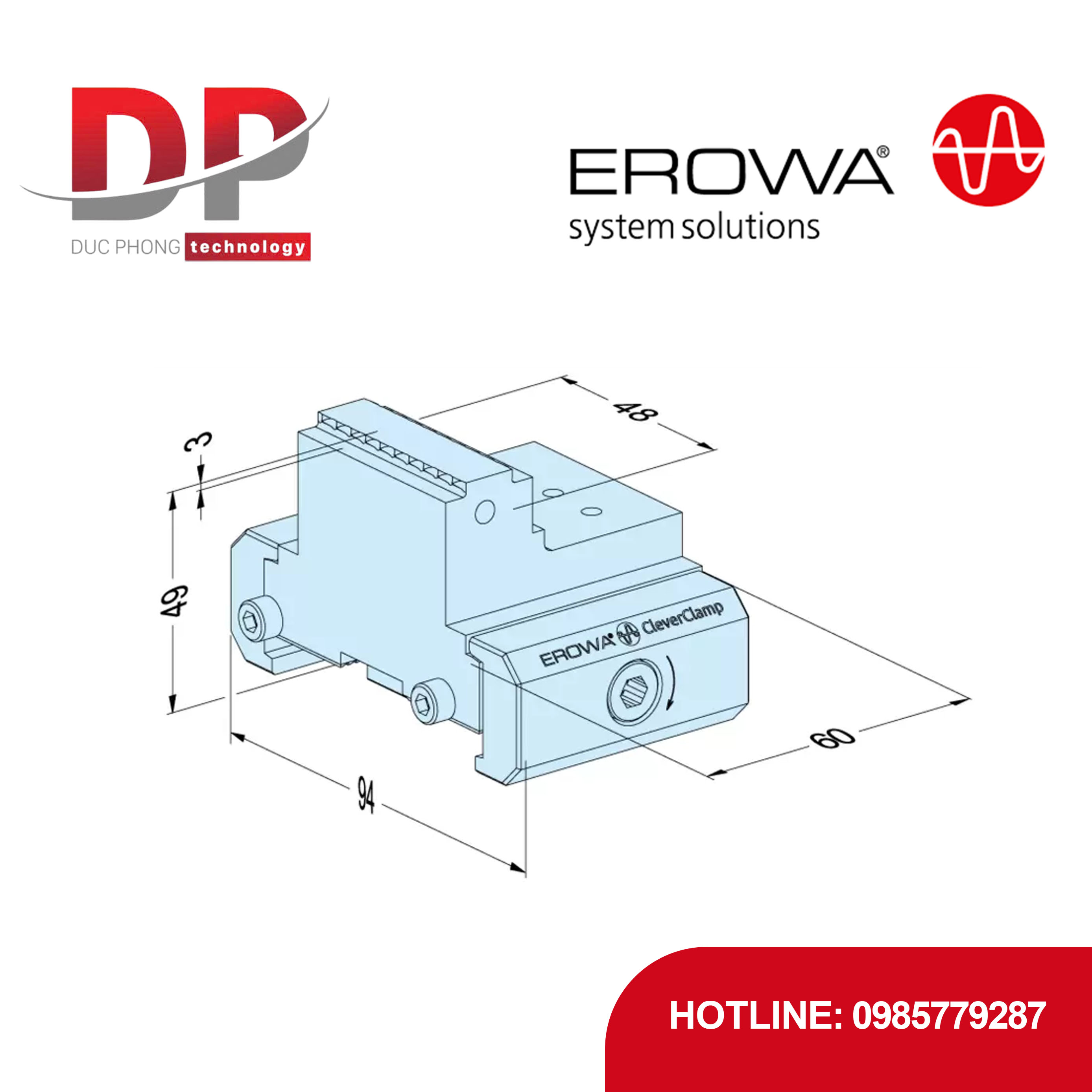 Chi tiết chặn EROWA ER-099263 5X Stamp, CleverClamp, kẹp dập 5 trục