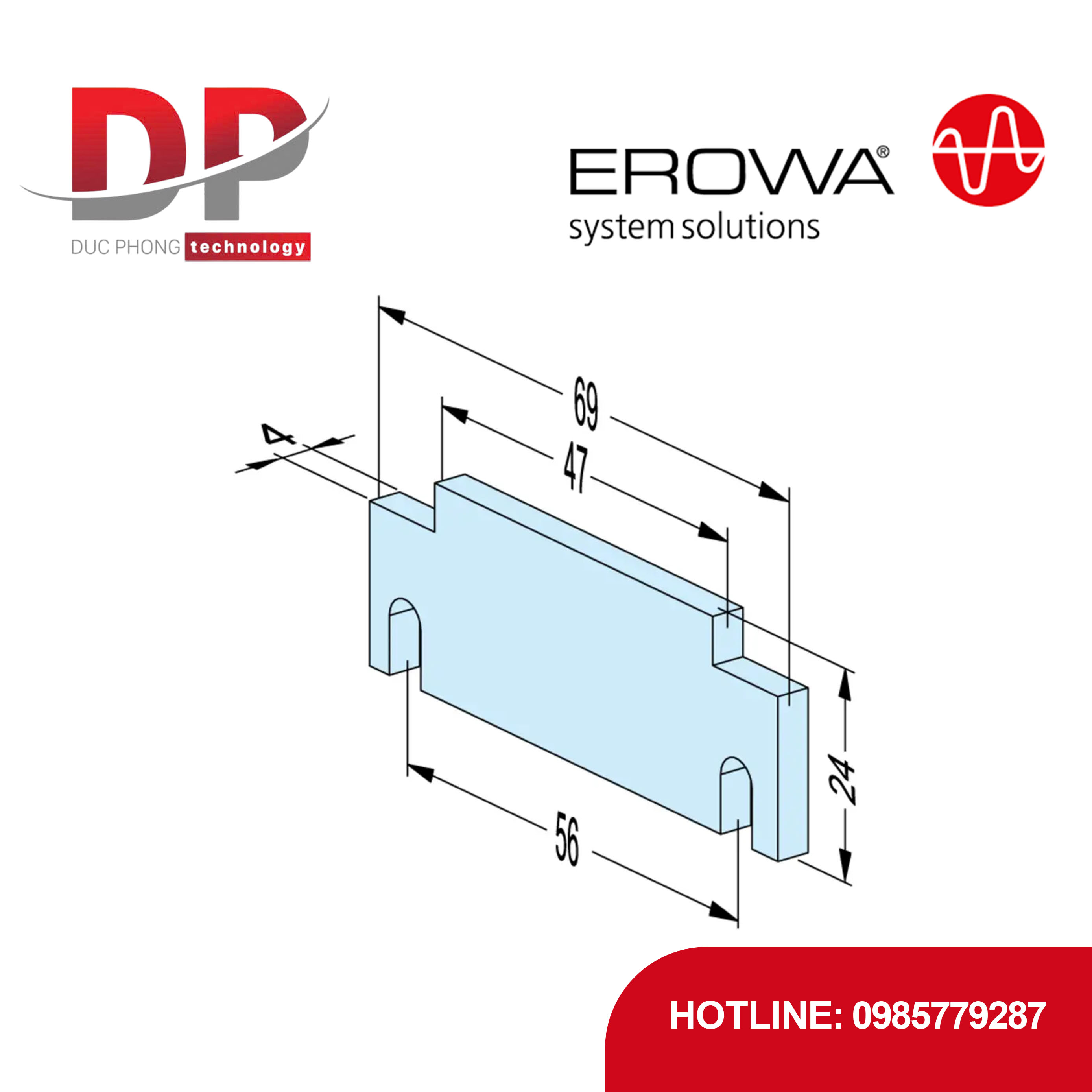 Chi tiết đỡ EROWA ER-099206 Support 24, CleverClamp, cao 24mm