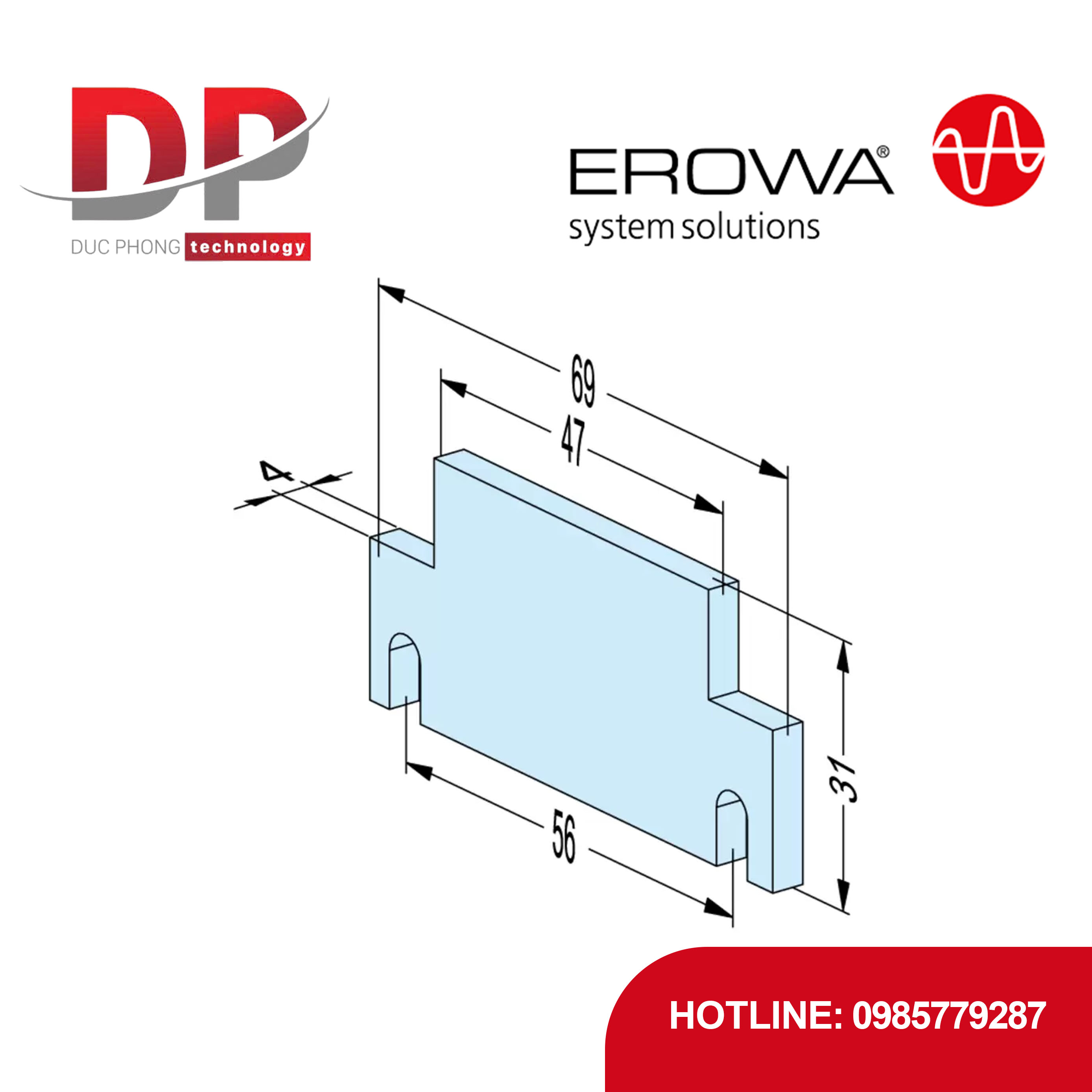 Chi tiết đỡ EROWA ER-099228 Support 31, CleverClamp, cao 31mm