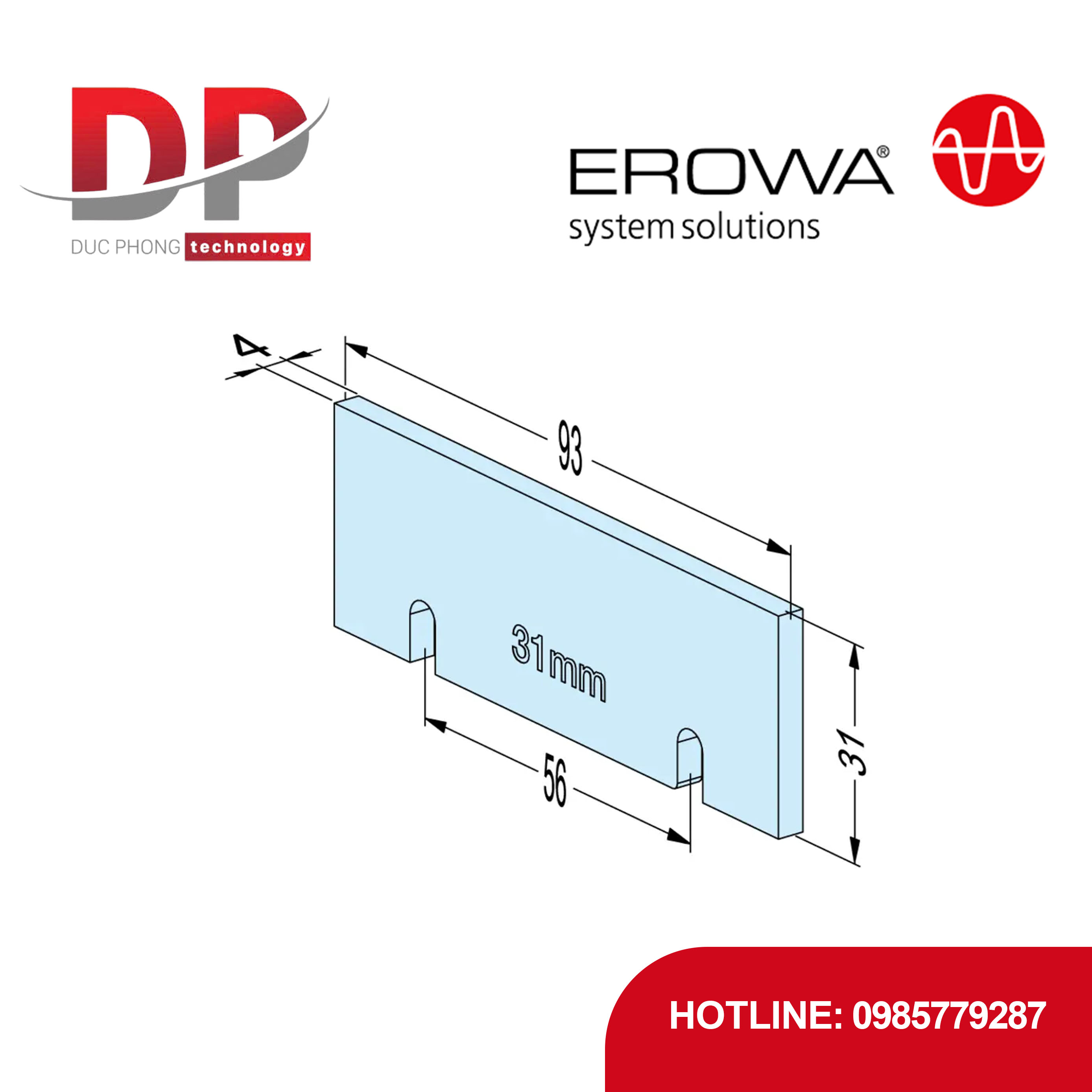 Chi tiết đỡ EROWA ER-099236 Support 31 Wide, CleverClamp, cao 31mm