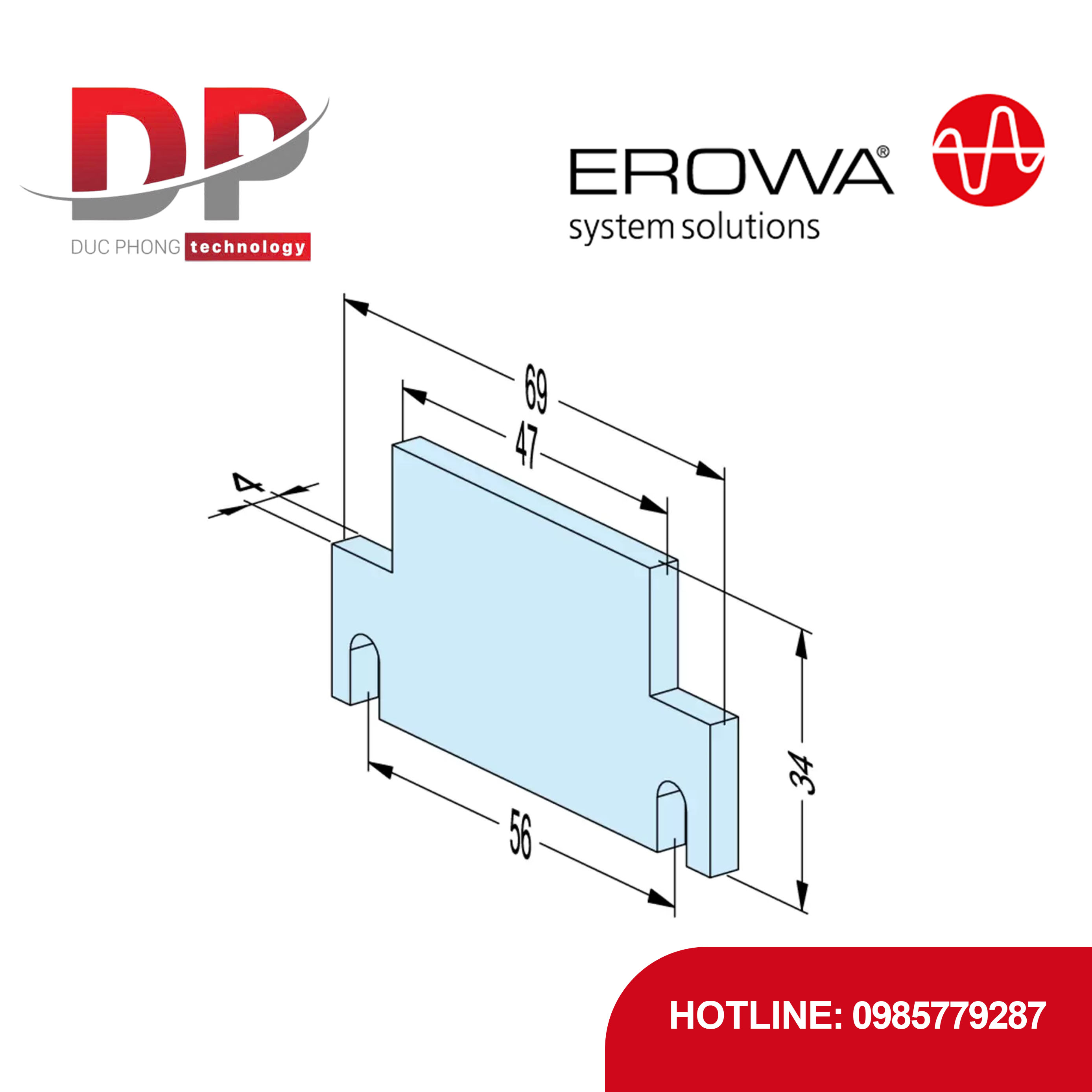 Chi tiết đỡ EROWA ER-099229 Support 34, CleverClamp, cao 34mm