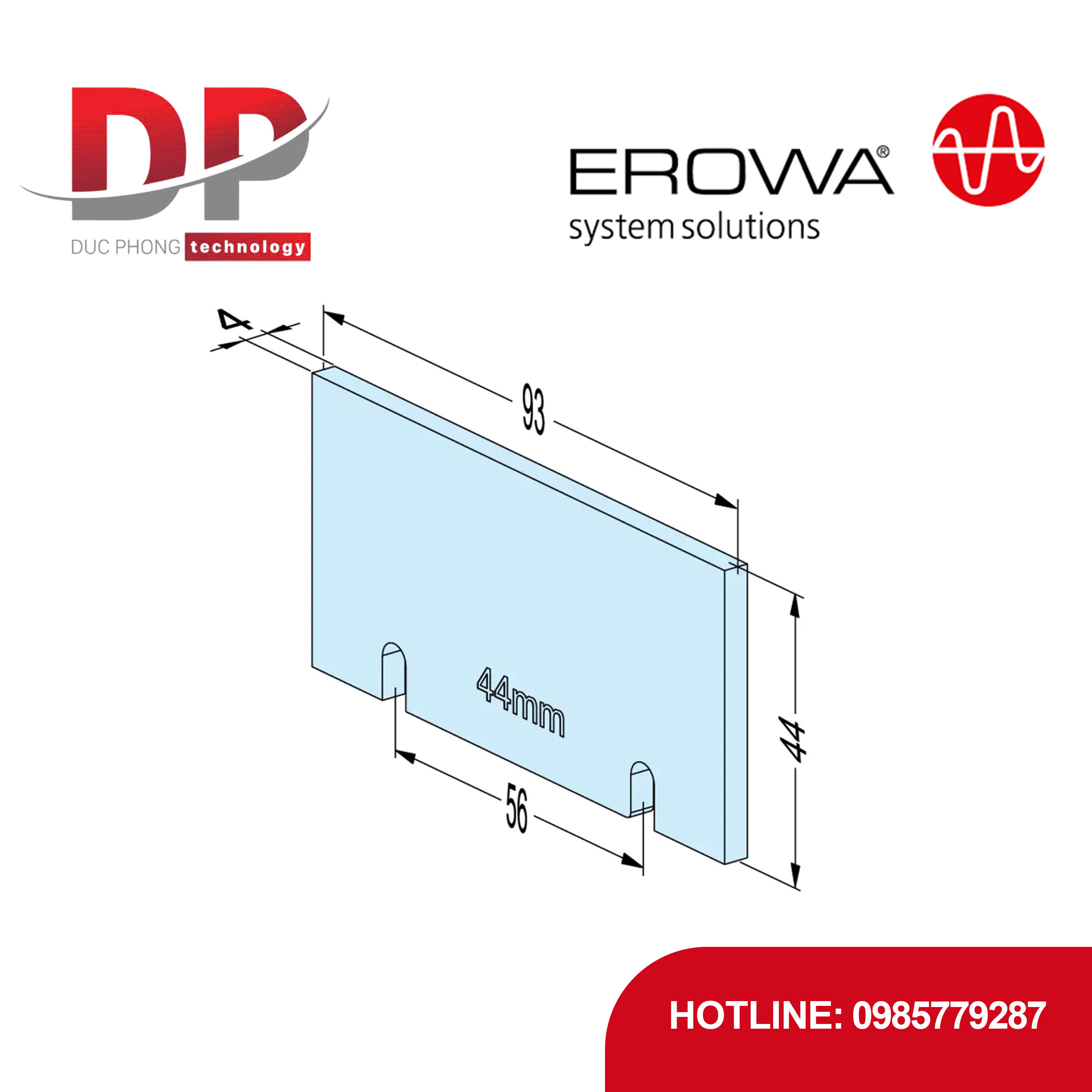 Chi tiết đỡ EROWA ER-099239 Support 44 Wide, CleverClamp, cao 44mm