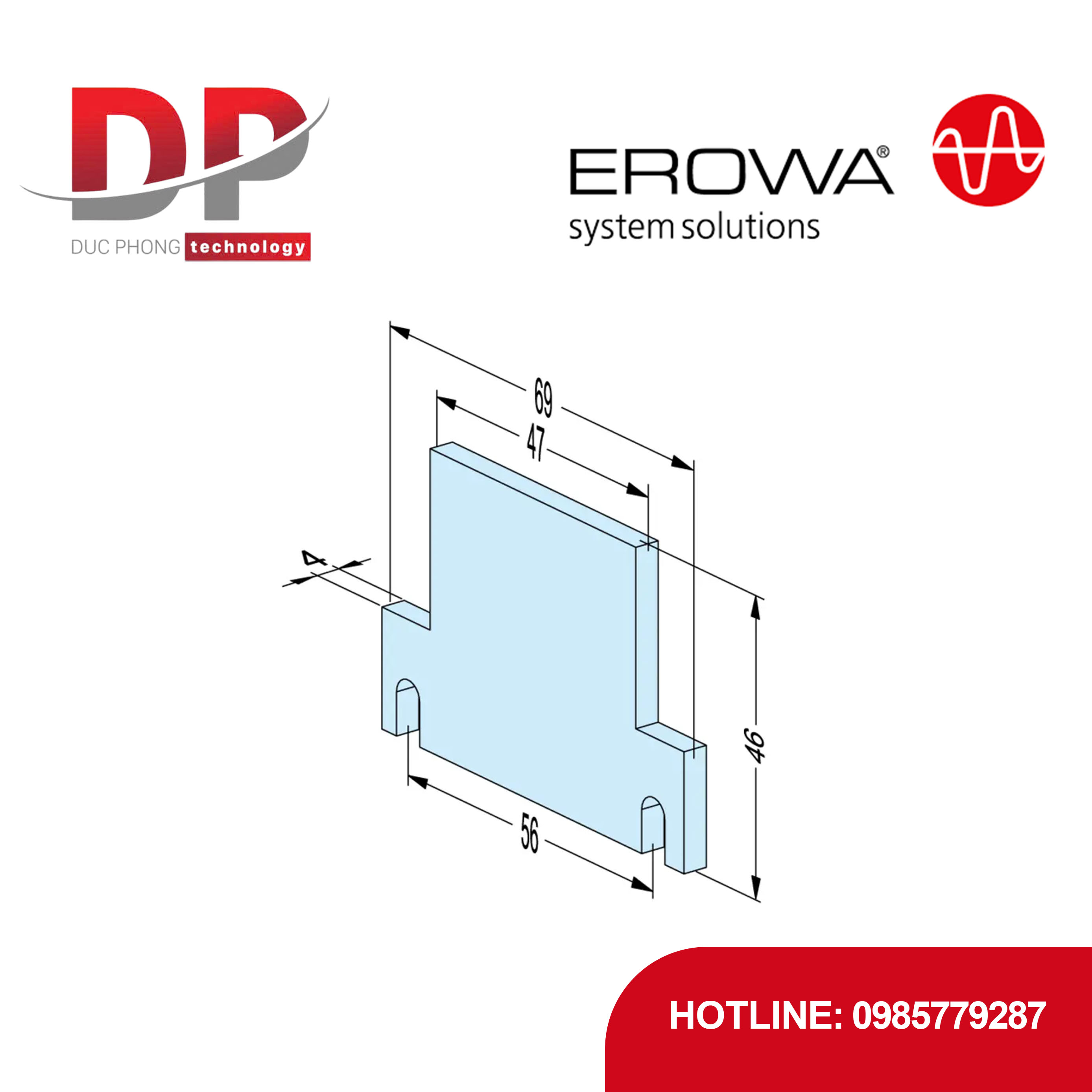 Chi tiết đỡ EROWA ER-099232 Support 46, CleverClamp, cao 46mm