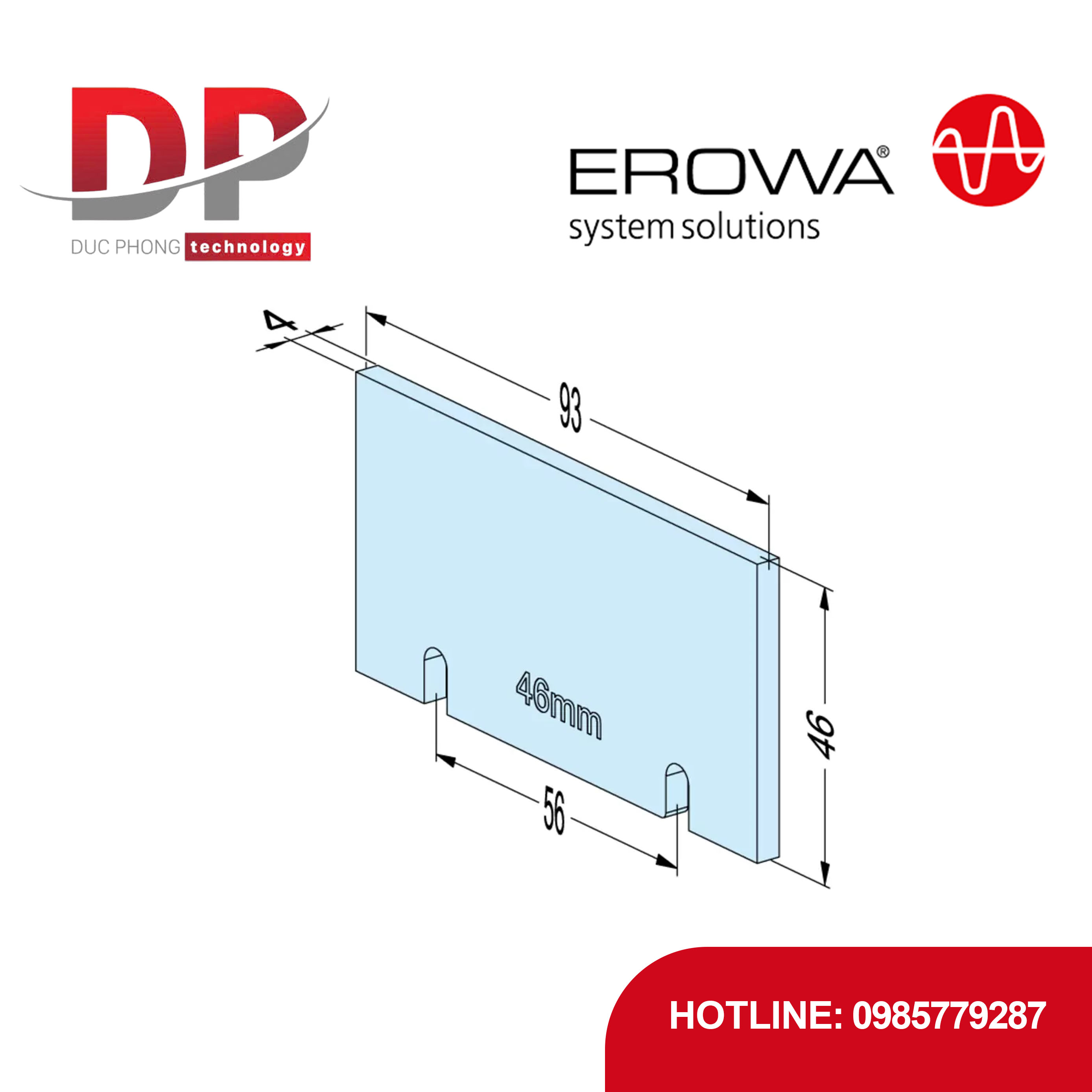 Chi tiết đỡ EROWA ER-099240 Support 46 Wide, CleverClamp, cao 46mm