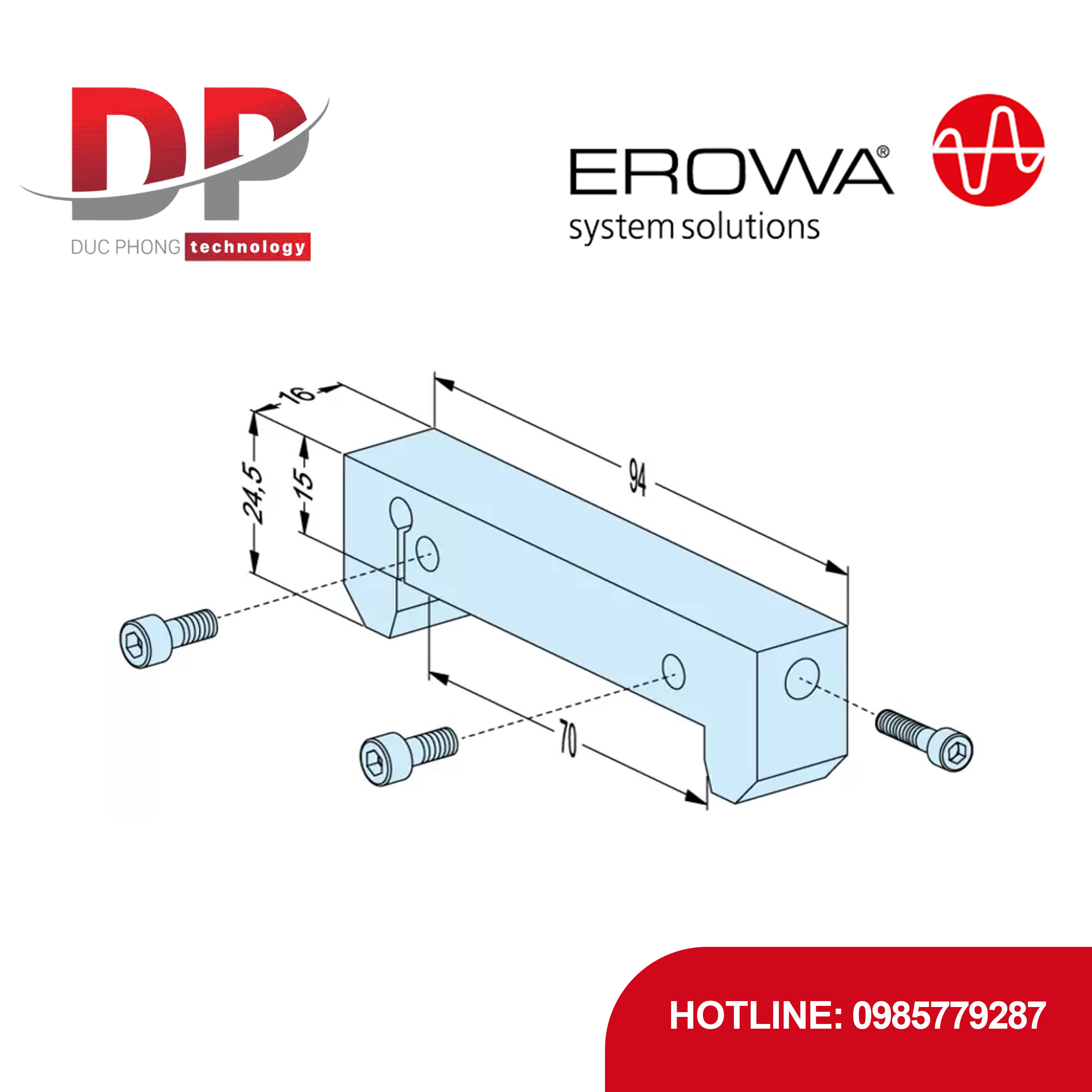 Chi tiết đỡ EROWA ER-099241 Support Holder, CleverClamp, rộng 94mm