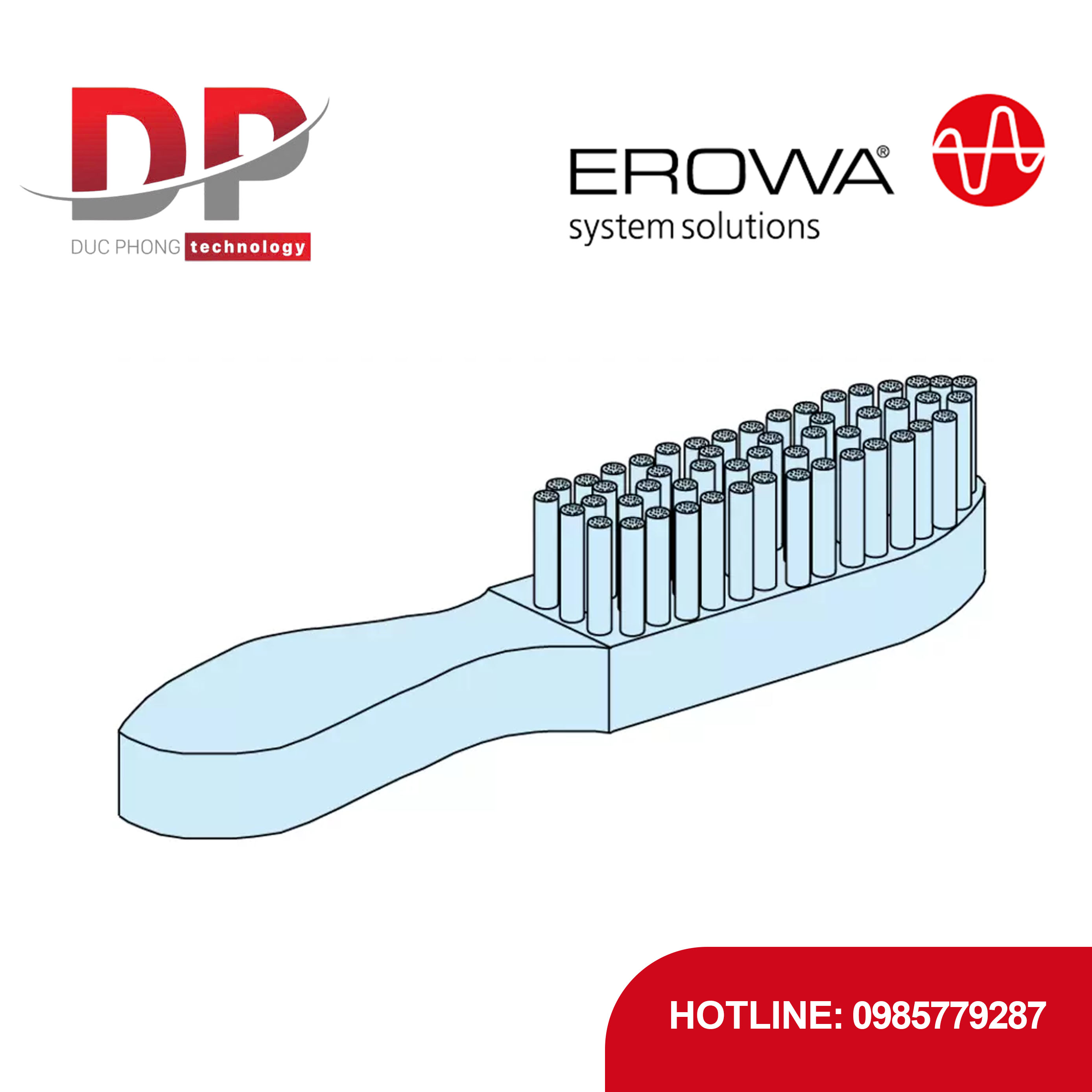 Chổi EROWA ER-099312, sợi đồng thau, vệ sinh thanh ray CleverClamp