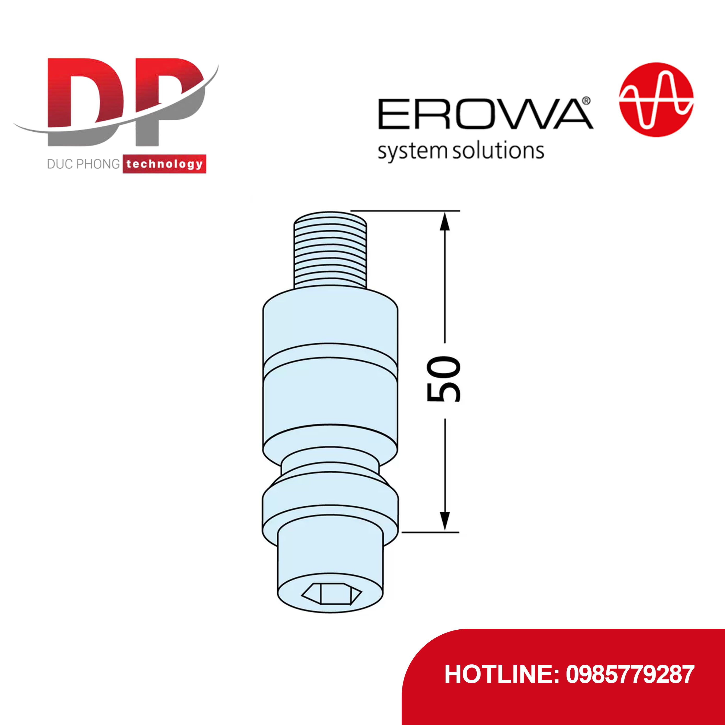 Chốt kẹp EROWA ER-051381 F/M Production, bu lông M10x50 mm, cho Pallet