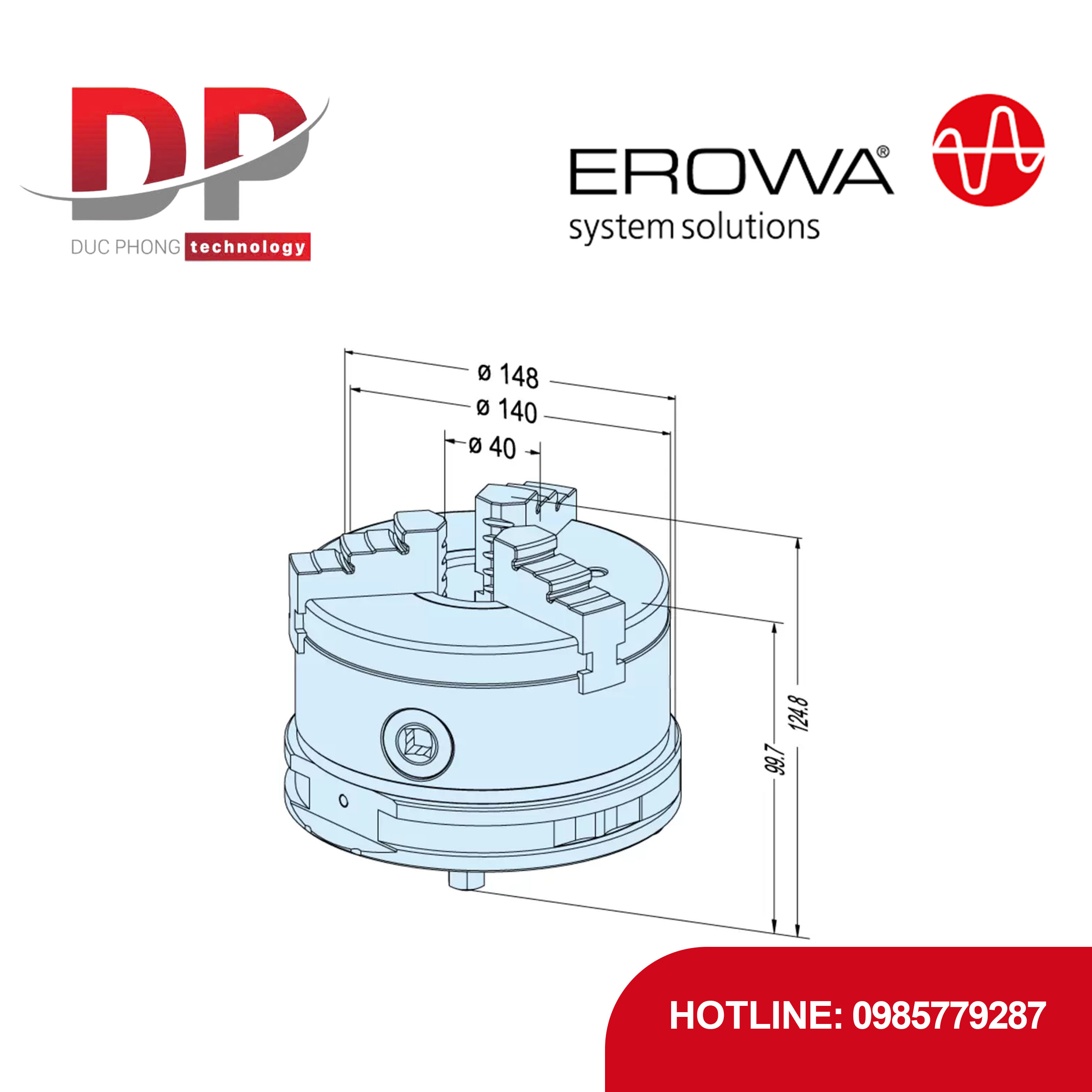 Đầu kẹp đồng tâm EROWA ER-068697 3 chấu