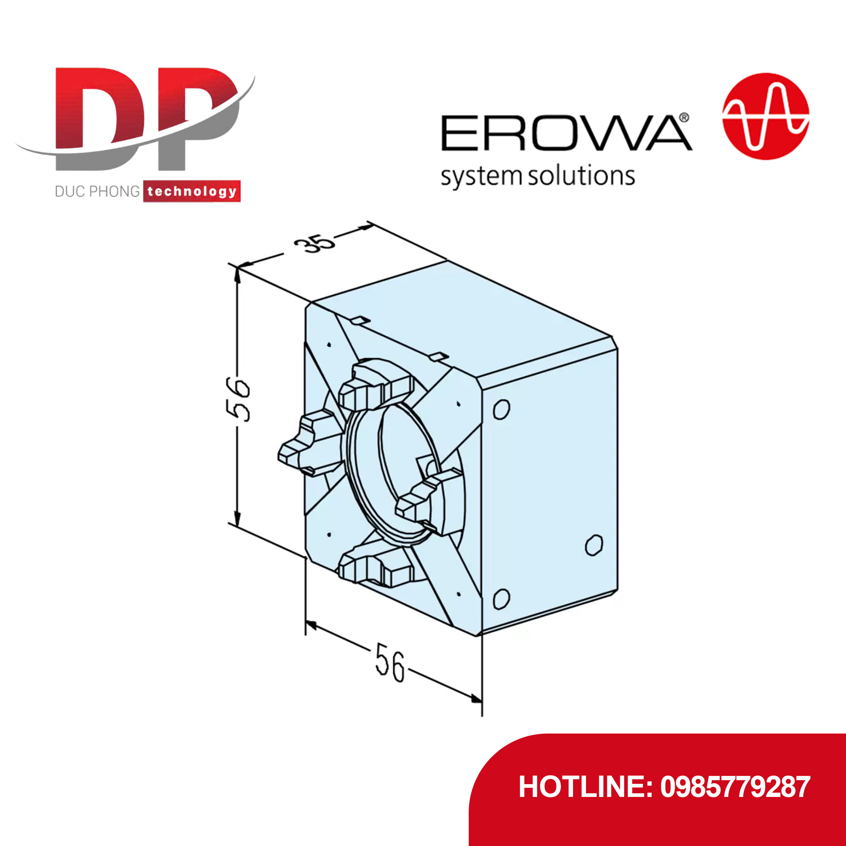 Đầu kẹp EROWA ER-011803 50 RSA, lực kẹp 2800 N, tự động, không tấm đế