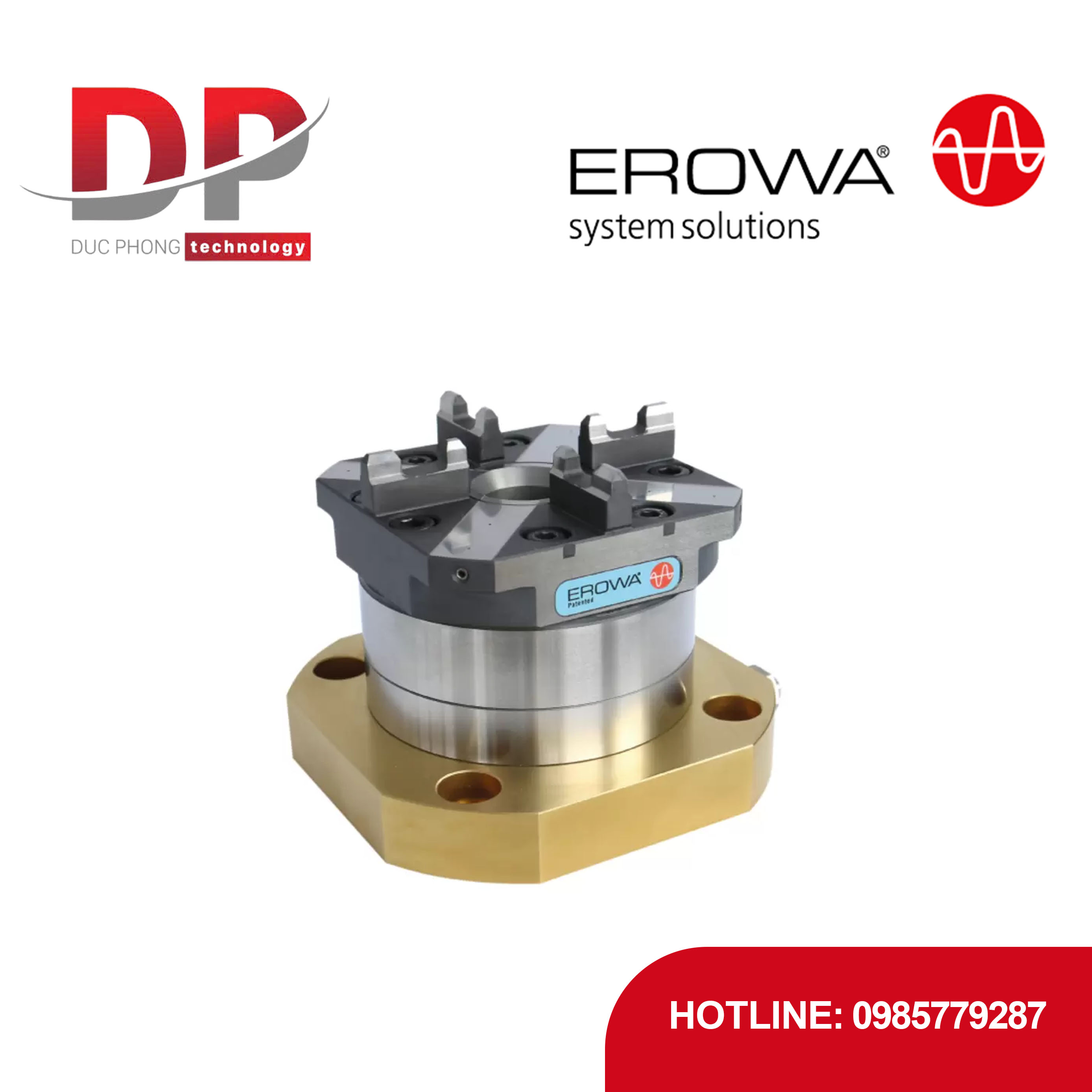 Đầu kẹp EROWA ER-097362 HP ITS Chuck, độ lặp lại 0.001 mm, lực kẹp 2,500 N