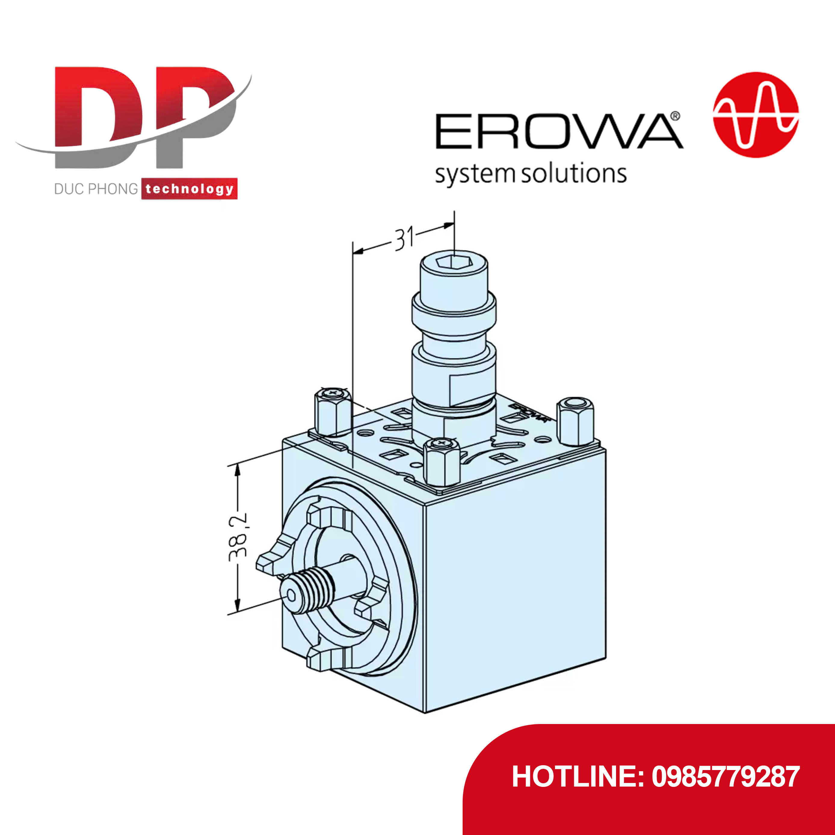 Đầu kẹp ngang EROWA ER-008551 ITS 50, góc 90 độ, căn tâm 0.005 mm