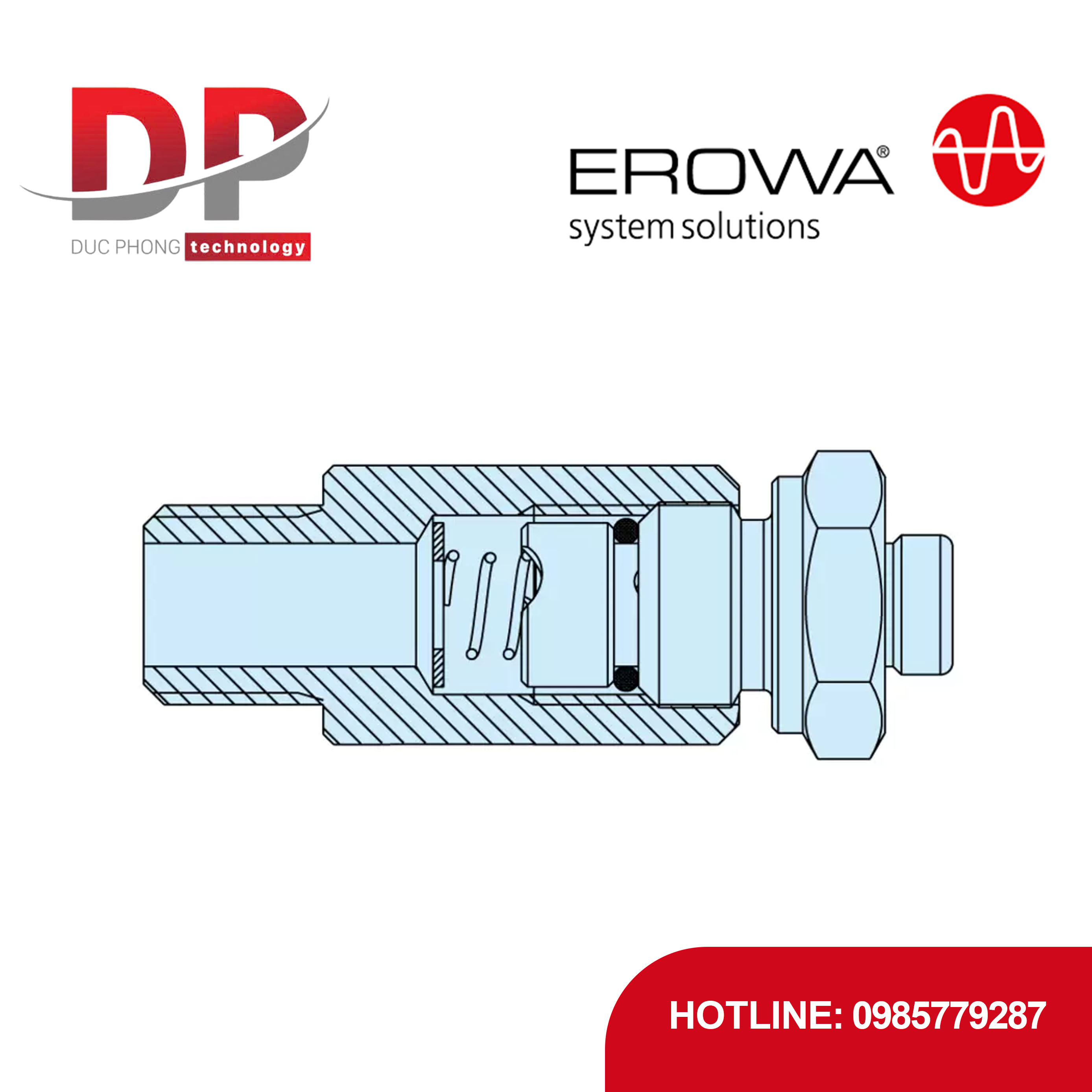 Đầu nối khí nén EROWA ER-158218 UPC 2.0, van súng hơi, vận hành thủ công