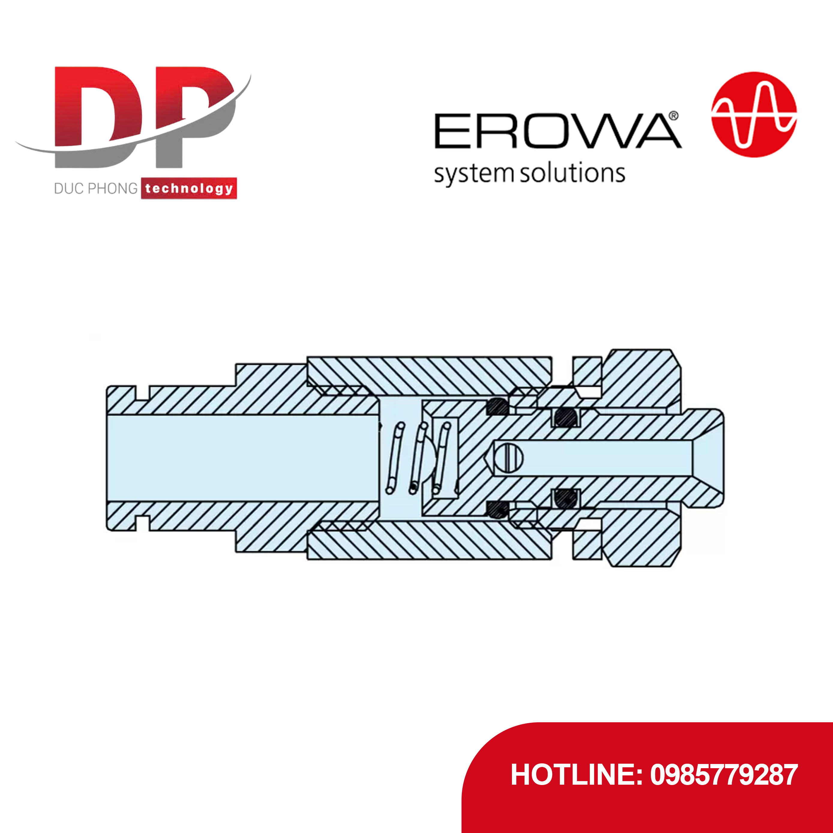 Đầu nối khí phản lực EROWA ER-016531 UPC, vận hành thủ công