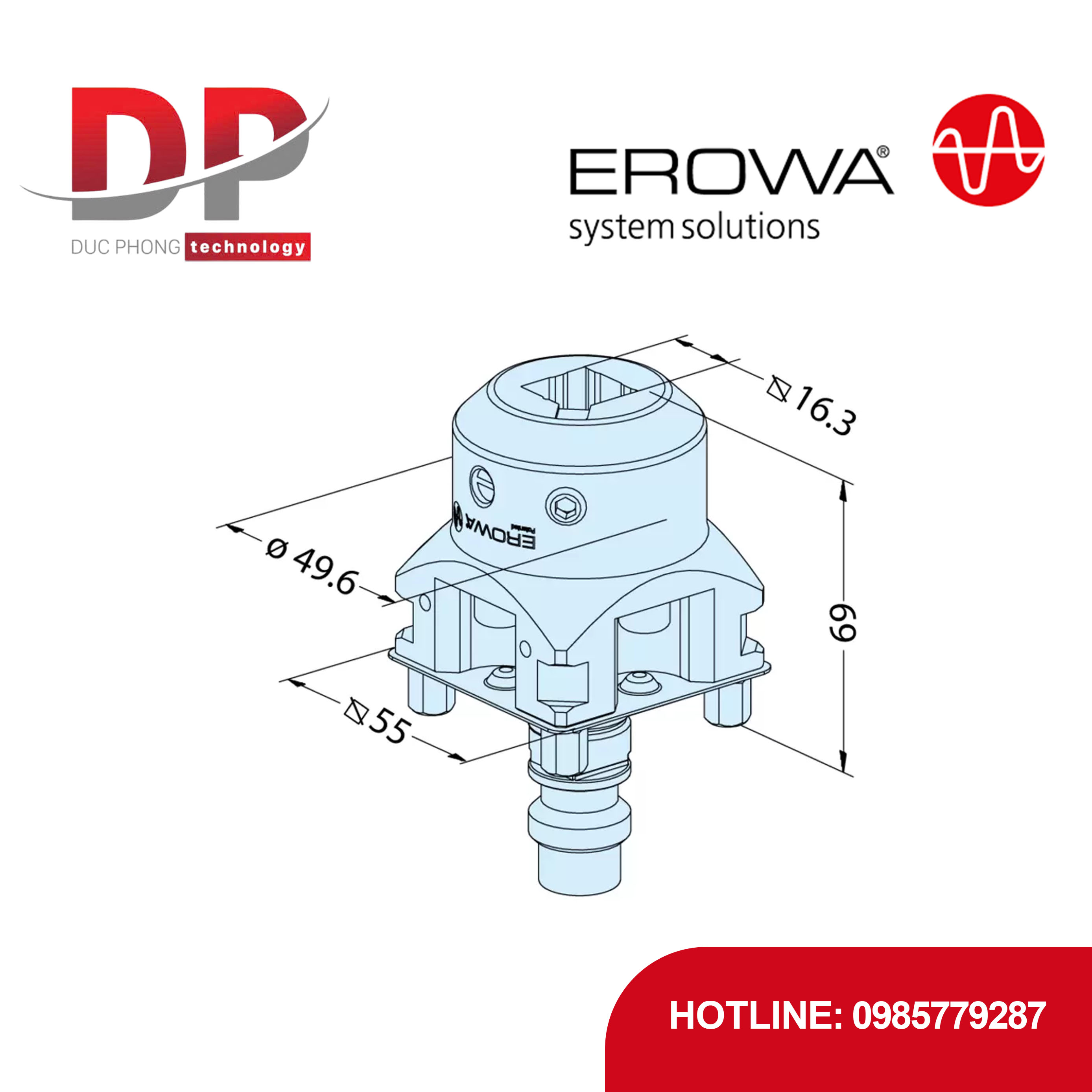 Đế điện cực vuông EROWA ER-093997