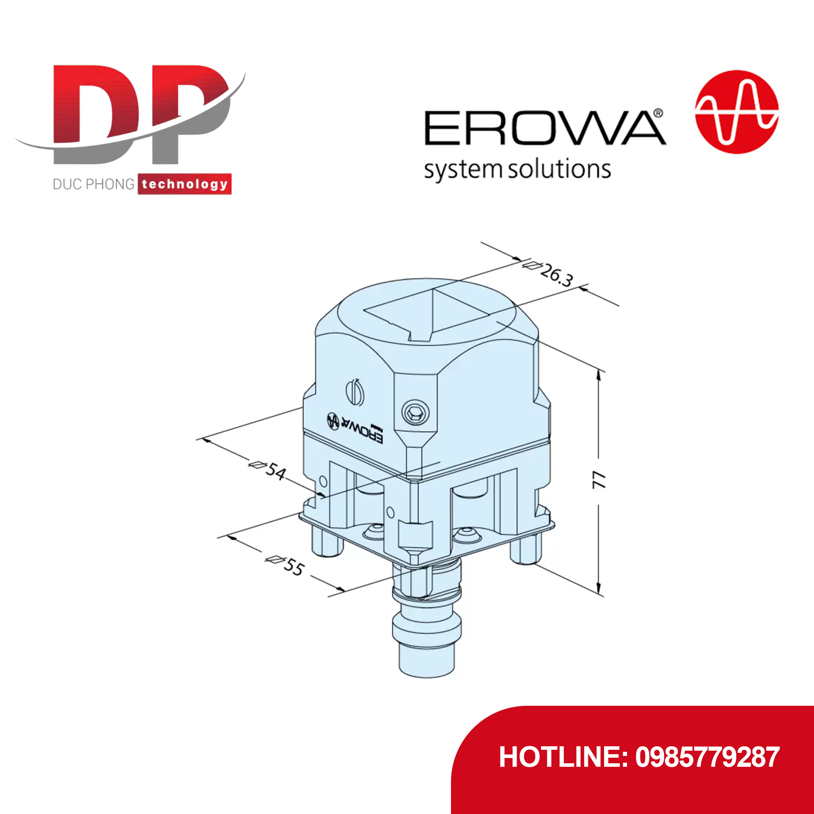 Đế điện cực vuông EROWA ER-093993