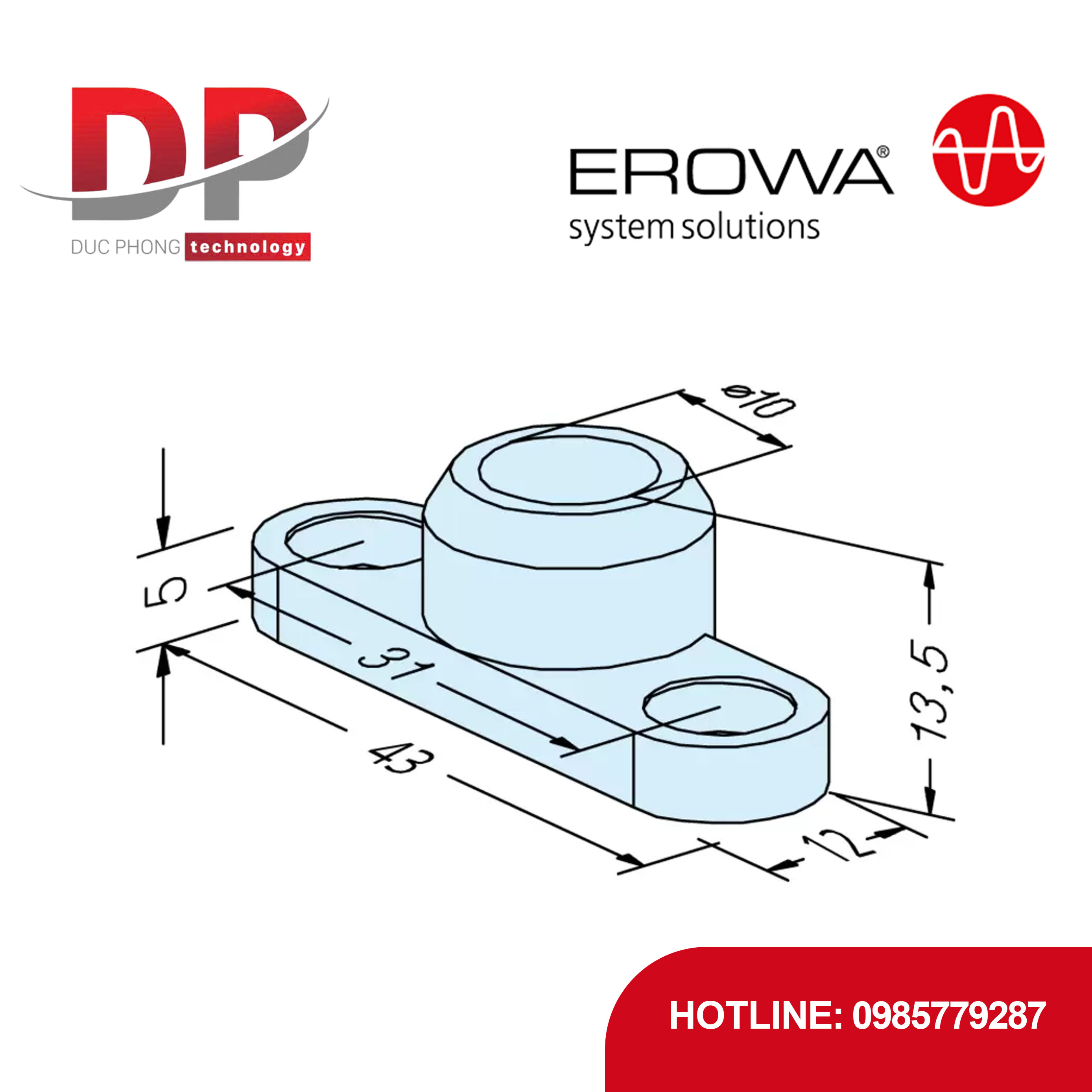 Đế giữ chip EROWA ER-018345, có Chip EWIS Balluff, kèm bu lông M4