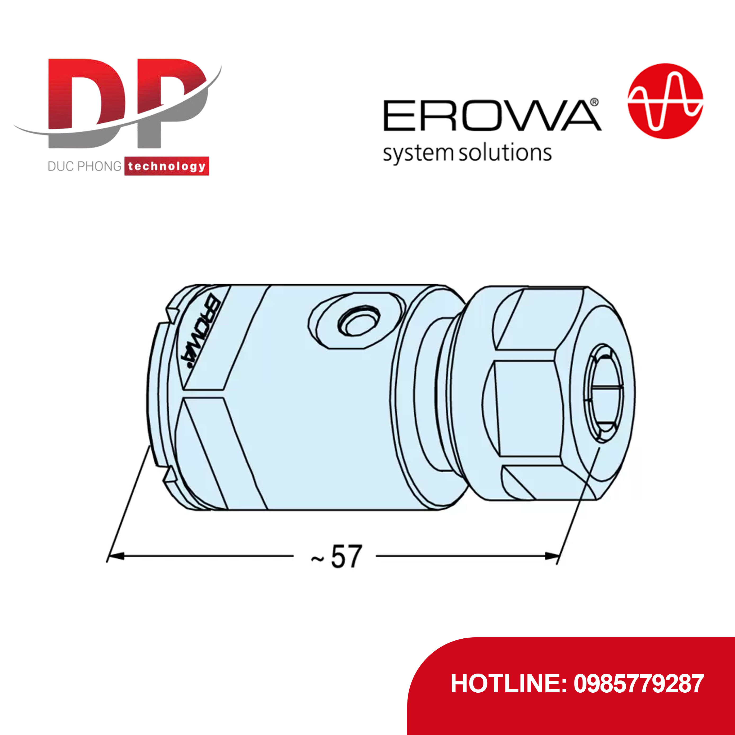 Đế giữ Đầu kẹp Collet EROWA ER-034045 Compact, chống ăn mòn, cho Collet ER 16