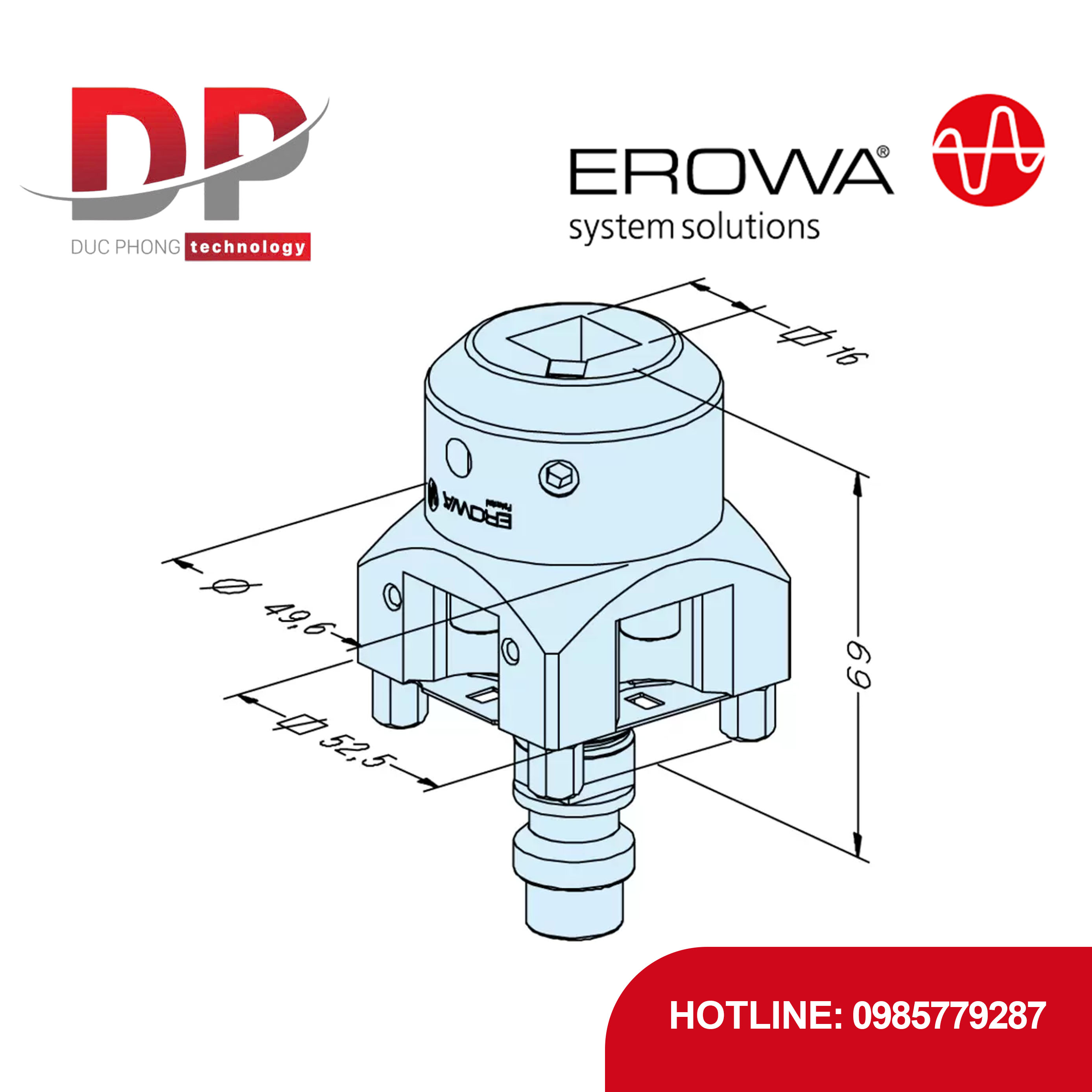 Đế giữ điện cực vuông EROWA ER-007986