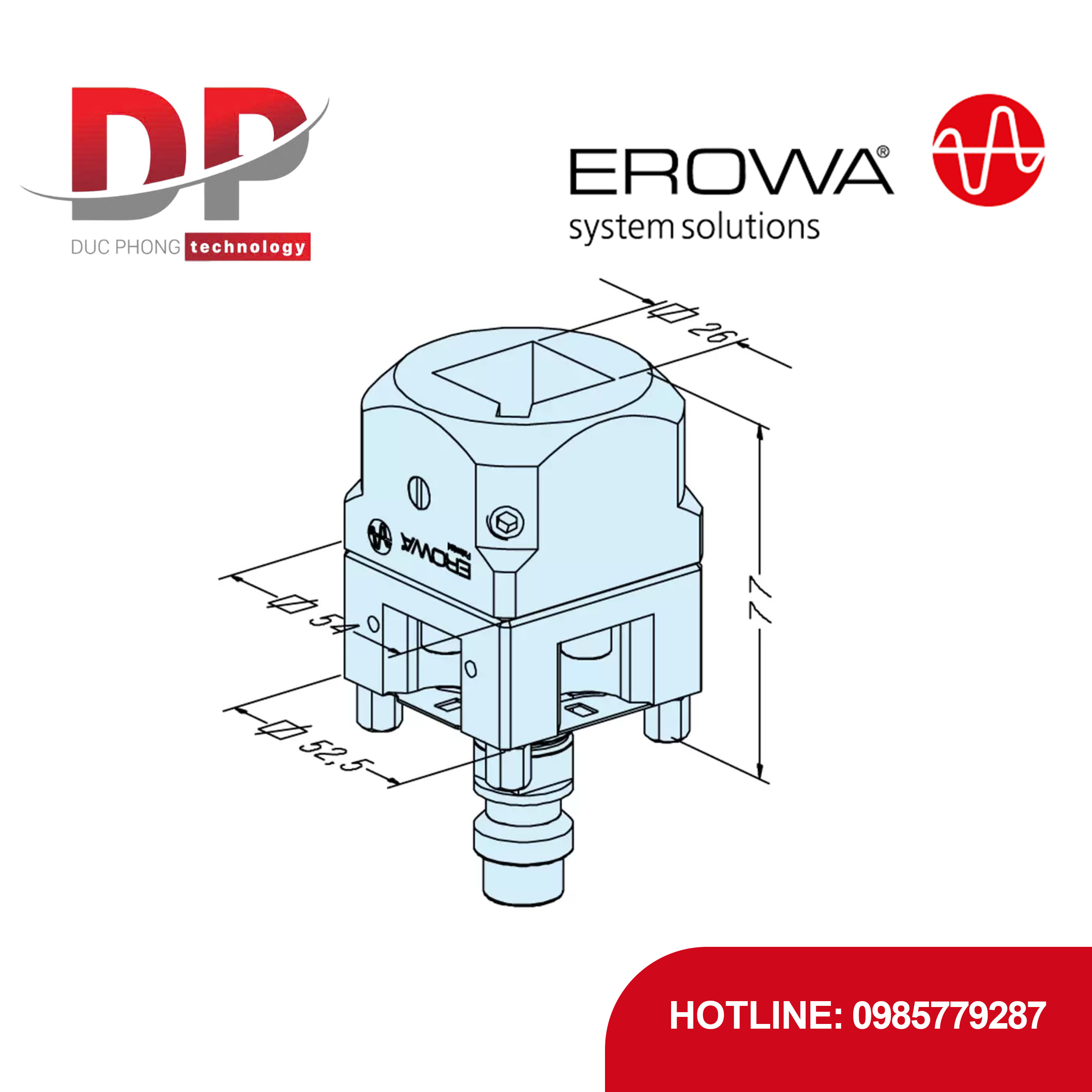 Đế giữ điện cực vuông EROWA ER-010607