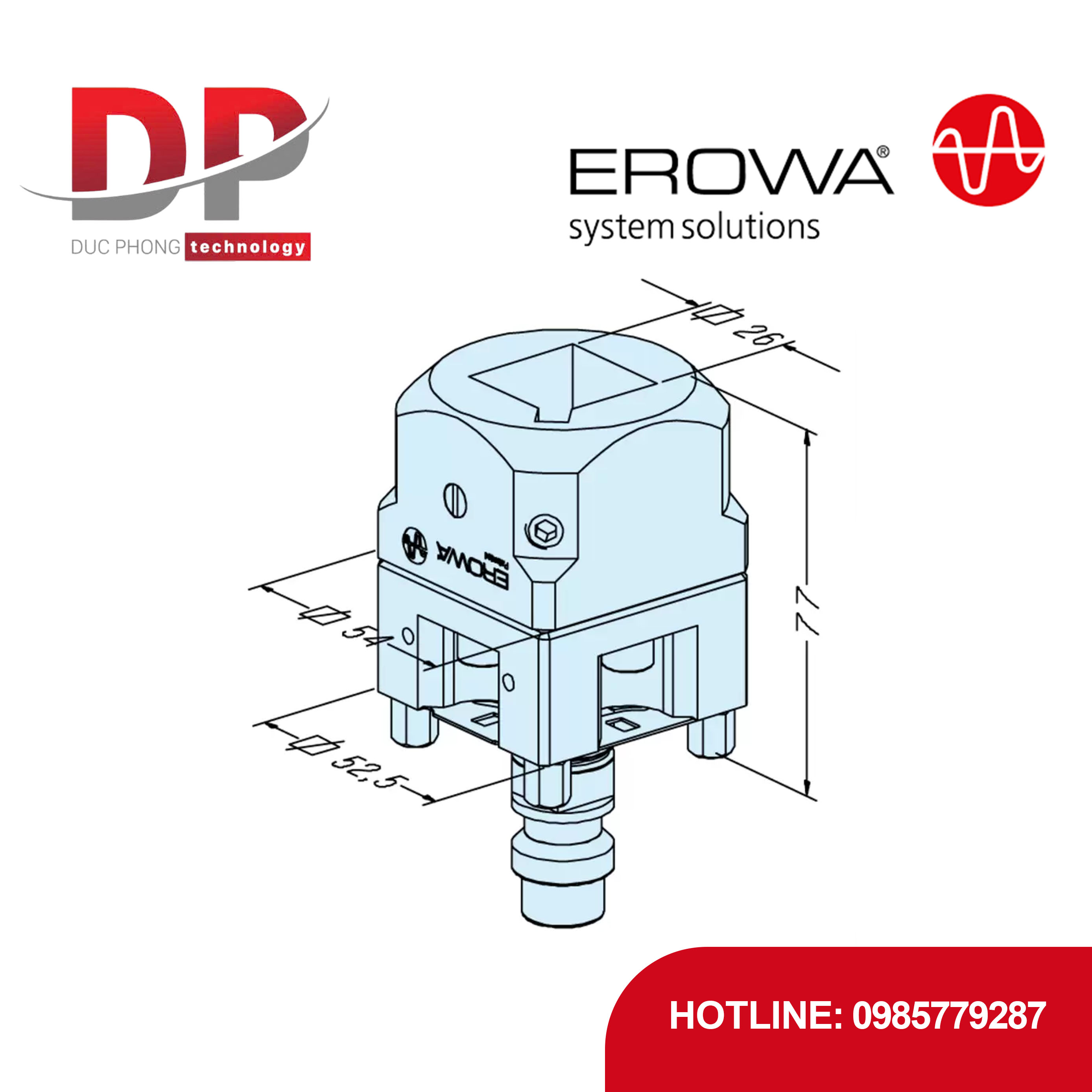 Đế giữ điện cực vuông EROWA ER-010611 25