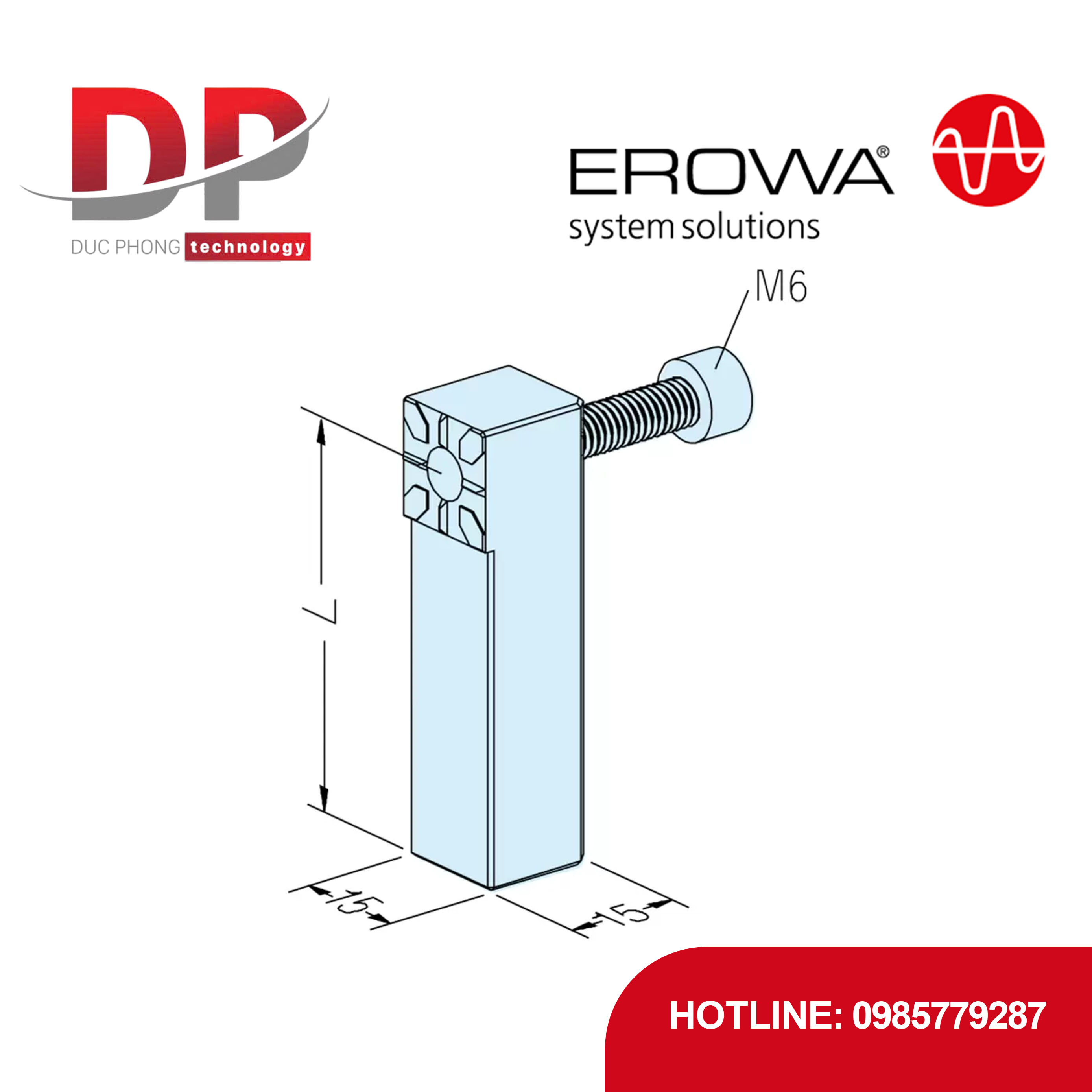 Đế giữ góc EROWA ER-003470 15 x 15 x 50 mm, thép tôi cứng, chống ăn mòn