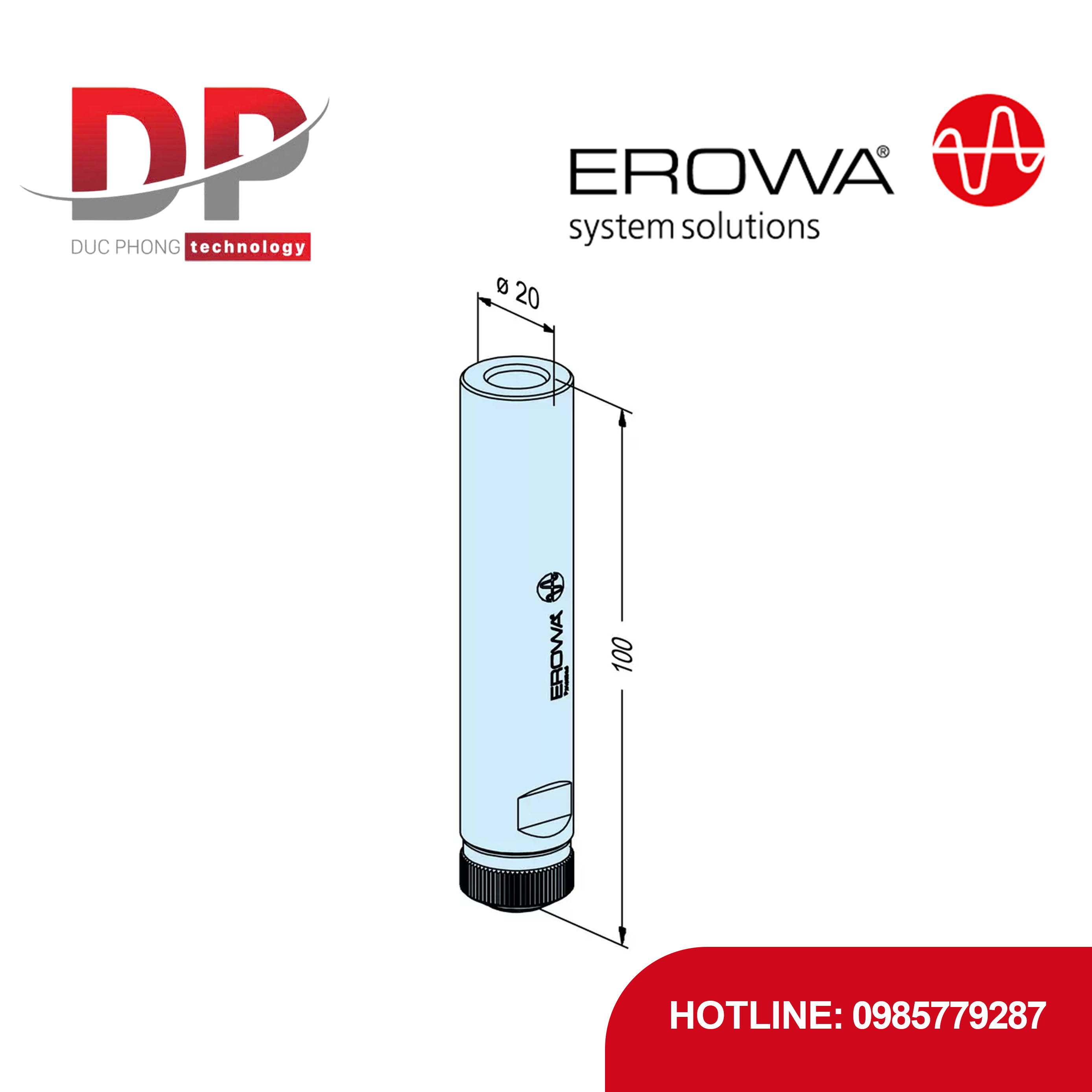 Đế kẹp ren EROWA ER-033654 M3, chuôi mài 20 mm