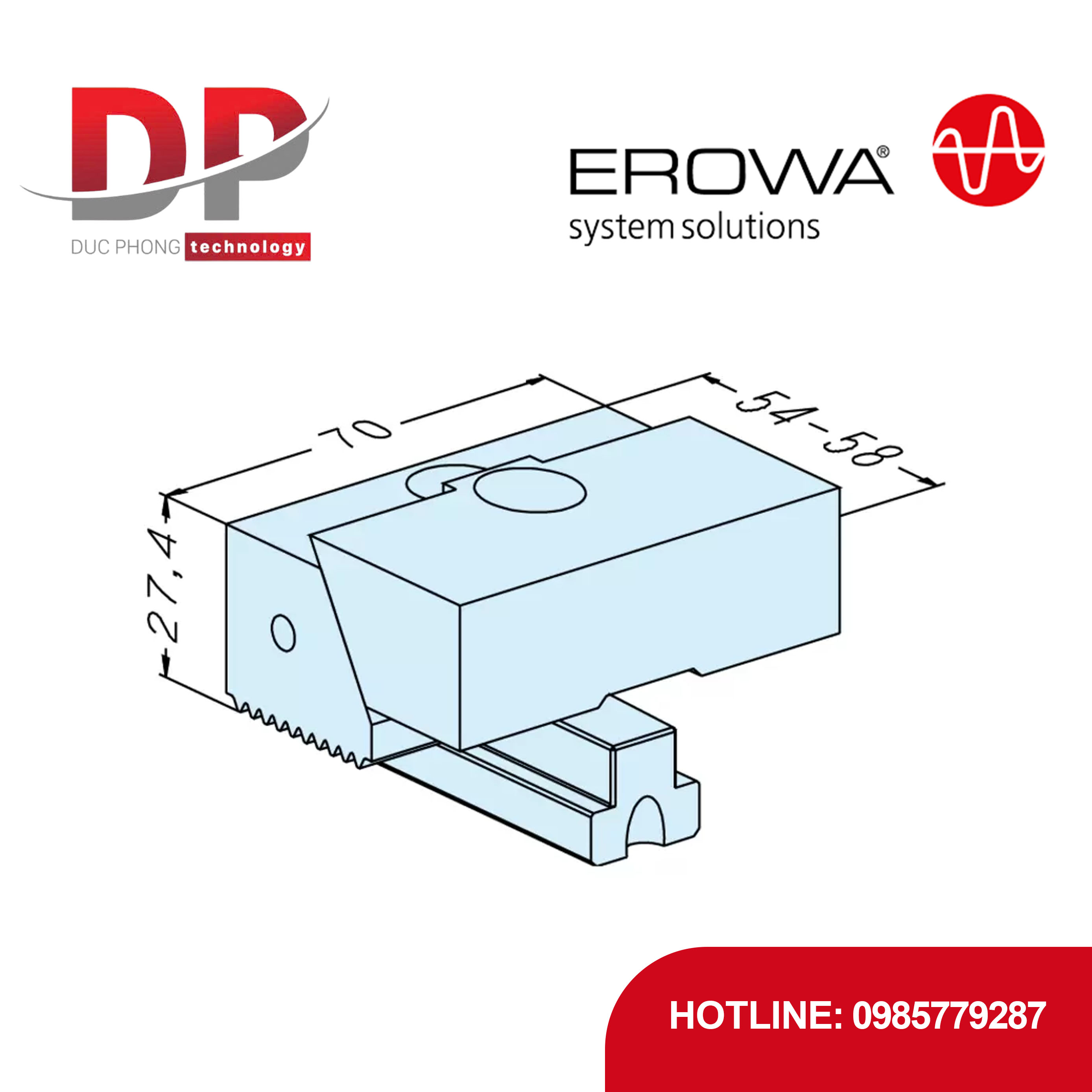 Hàm kẹp EROWA ER-023325 ClampSet Jaw, thép tôi cứng, kẹp phôi tinh