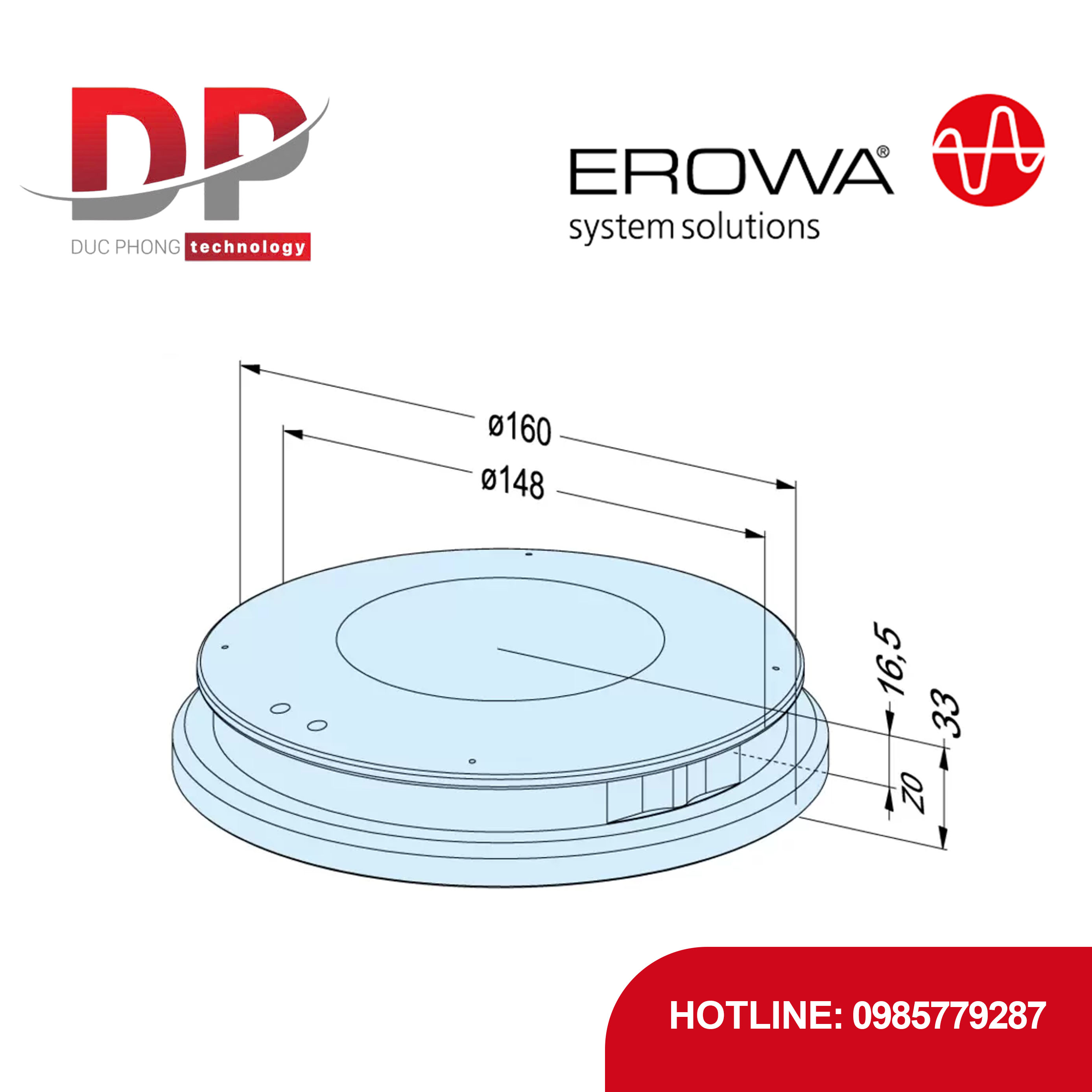 Nắp che EROWA ER-055763 cho PowerChuck P, thép chống gỉ, tự động, chống bụi bẩn