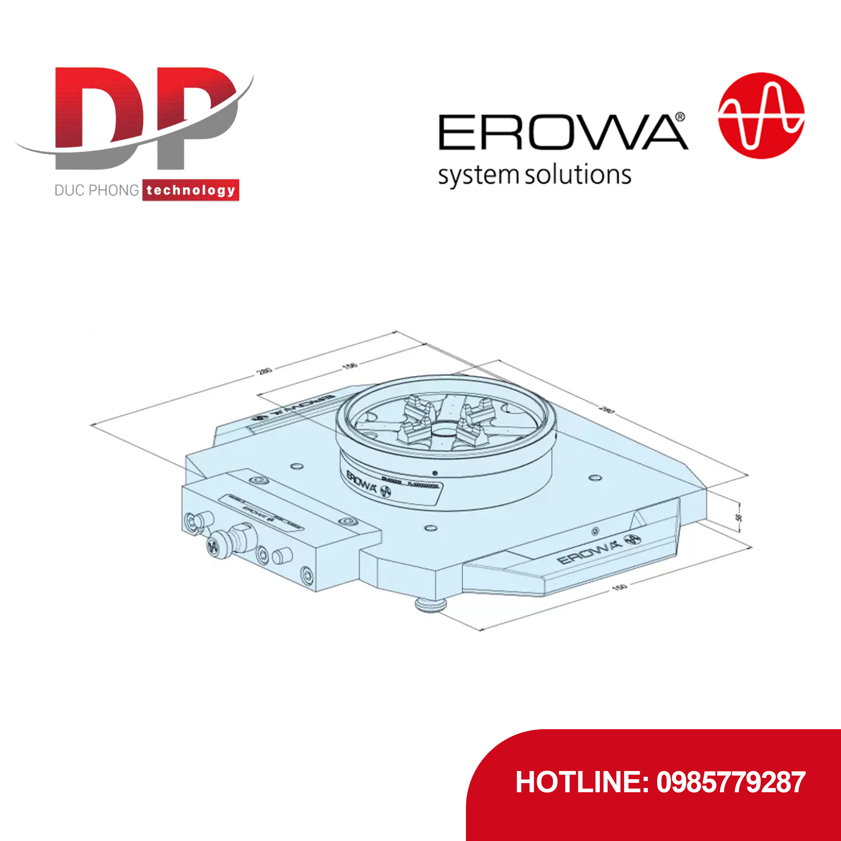 Pallet adapter EROWA ER-115304 UPC-PowerChuck P, tự động, EDM, robot