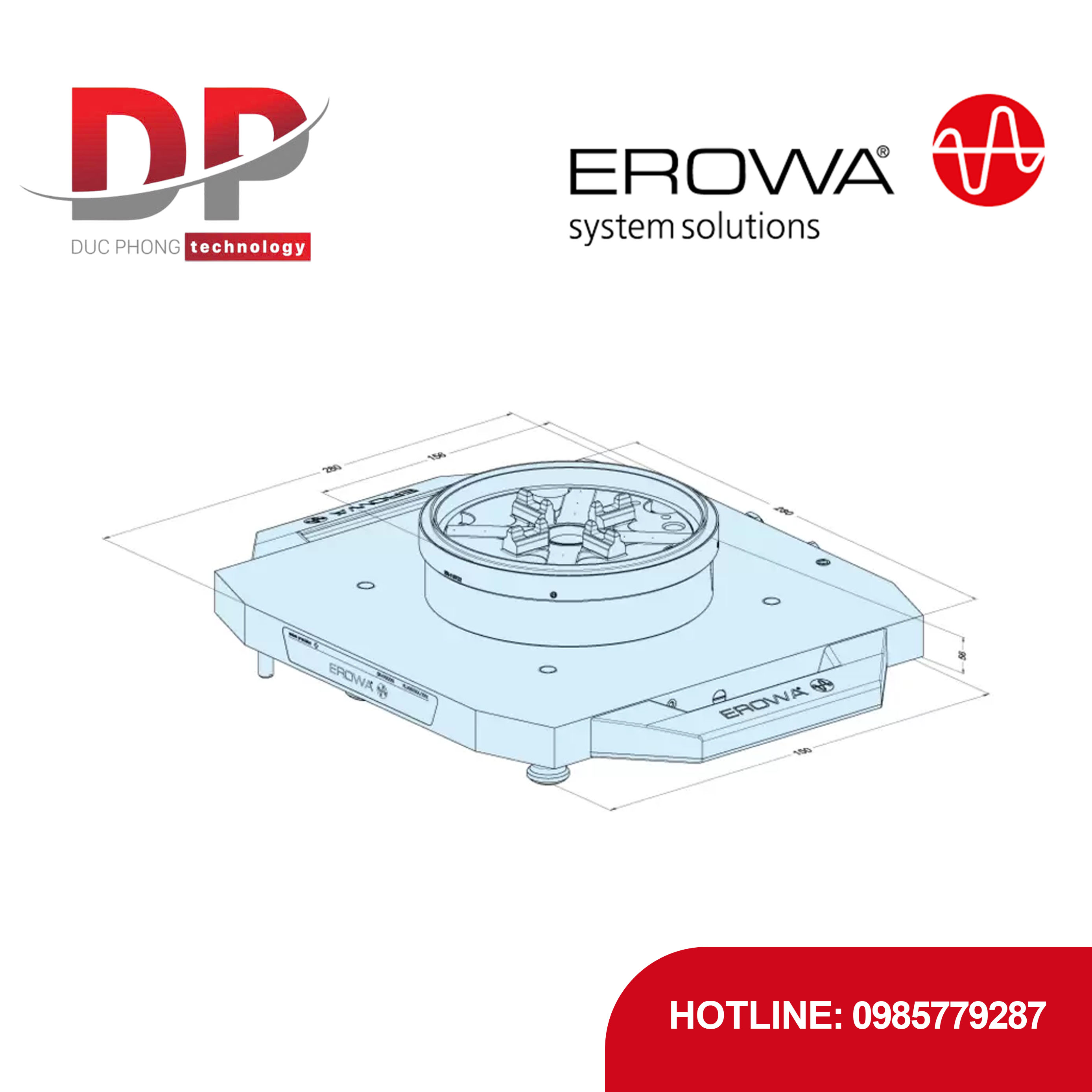 Pallet adapter EROWA ER-136055 UPC-PowerChuck P, thủ công, EDM, linh hoạt