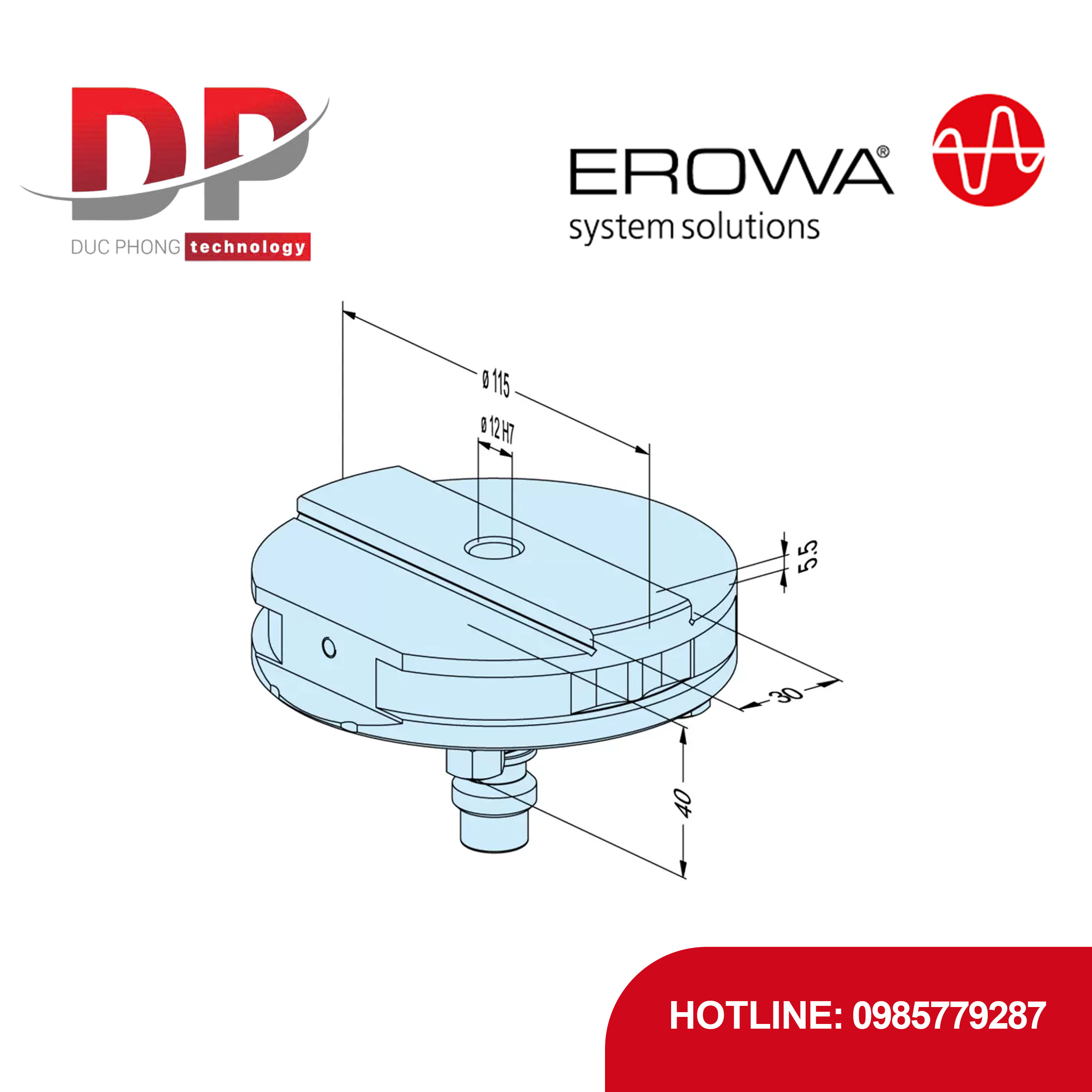 Pallet Căn chỉnh EROWA ER-115699 chống ăn mòn, căn chỉnh vị trí hướng tâm/trục/góc