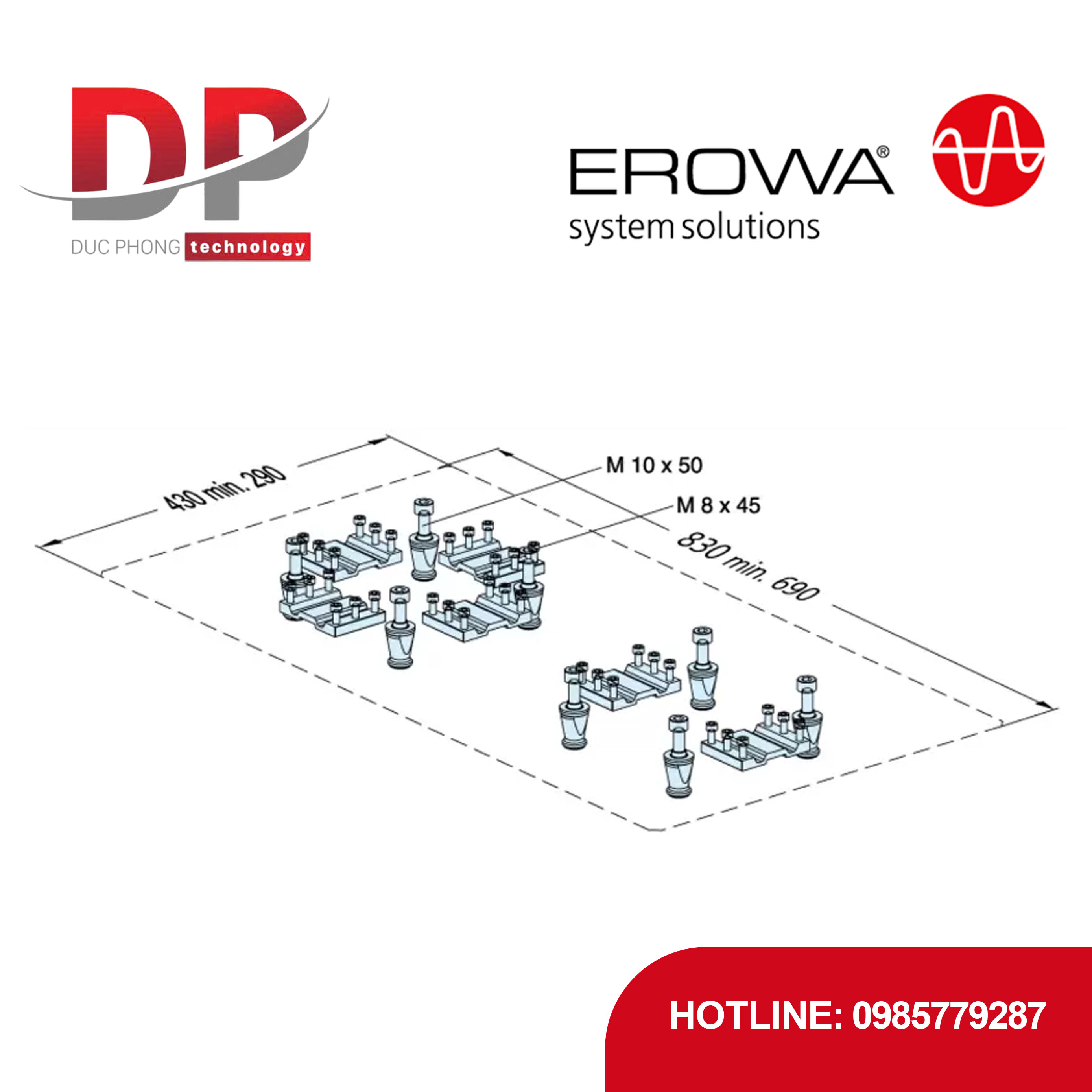 Phân đoạn định tâm EROWA ER-025820 UPC Duo, chốt kẹp, lắp từ trên