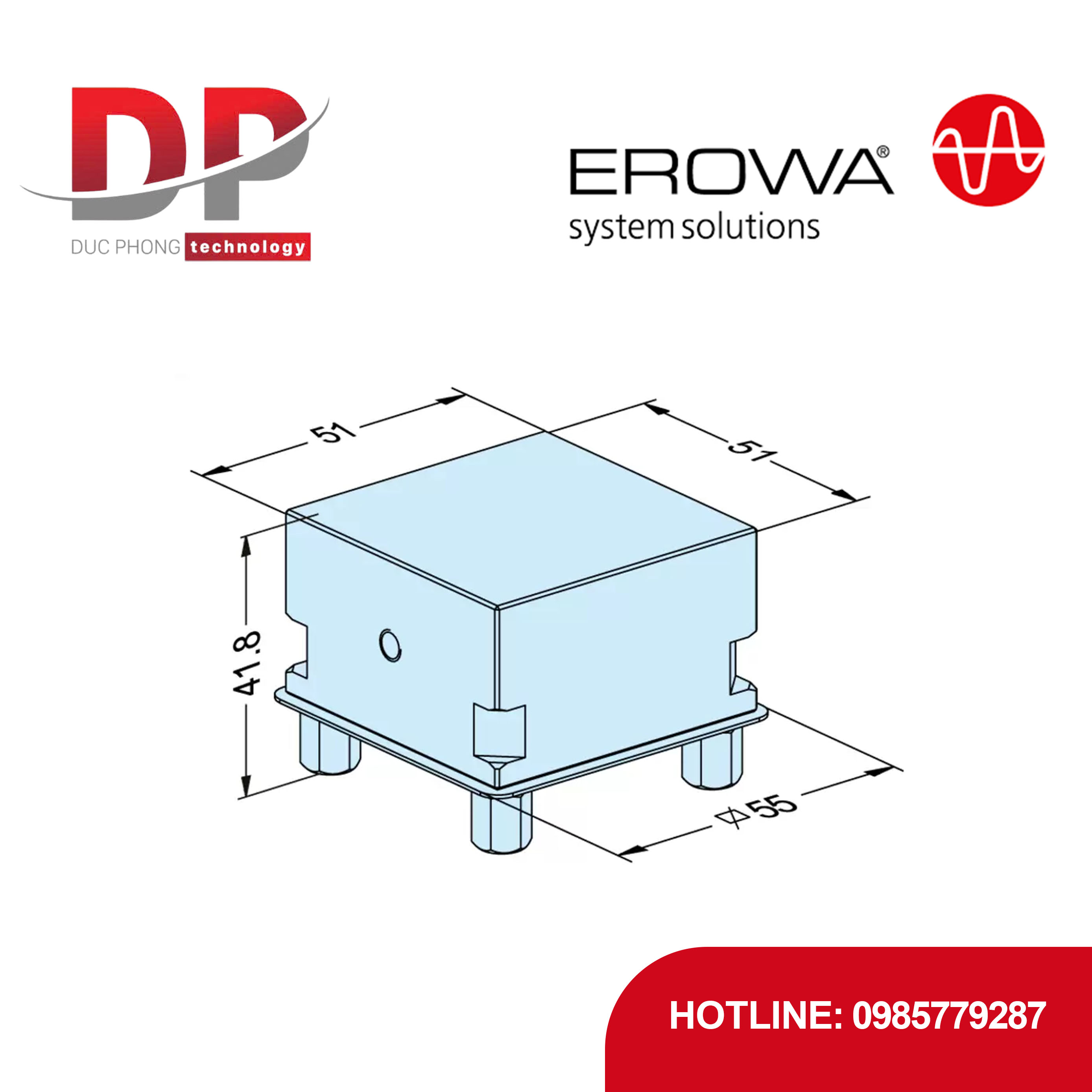Phôi Đế giữ EROWA ER-093758 UniBlank C, tự tạo lỗ lắp, ITS 50