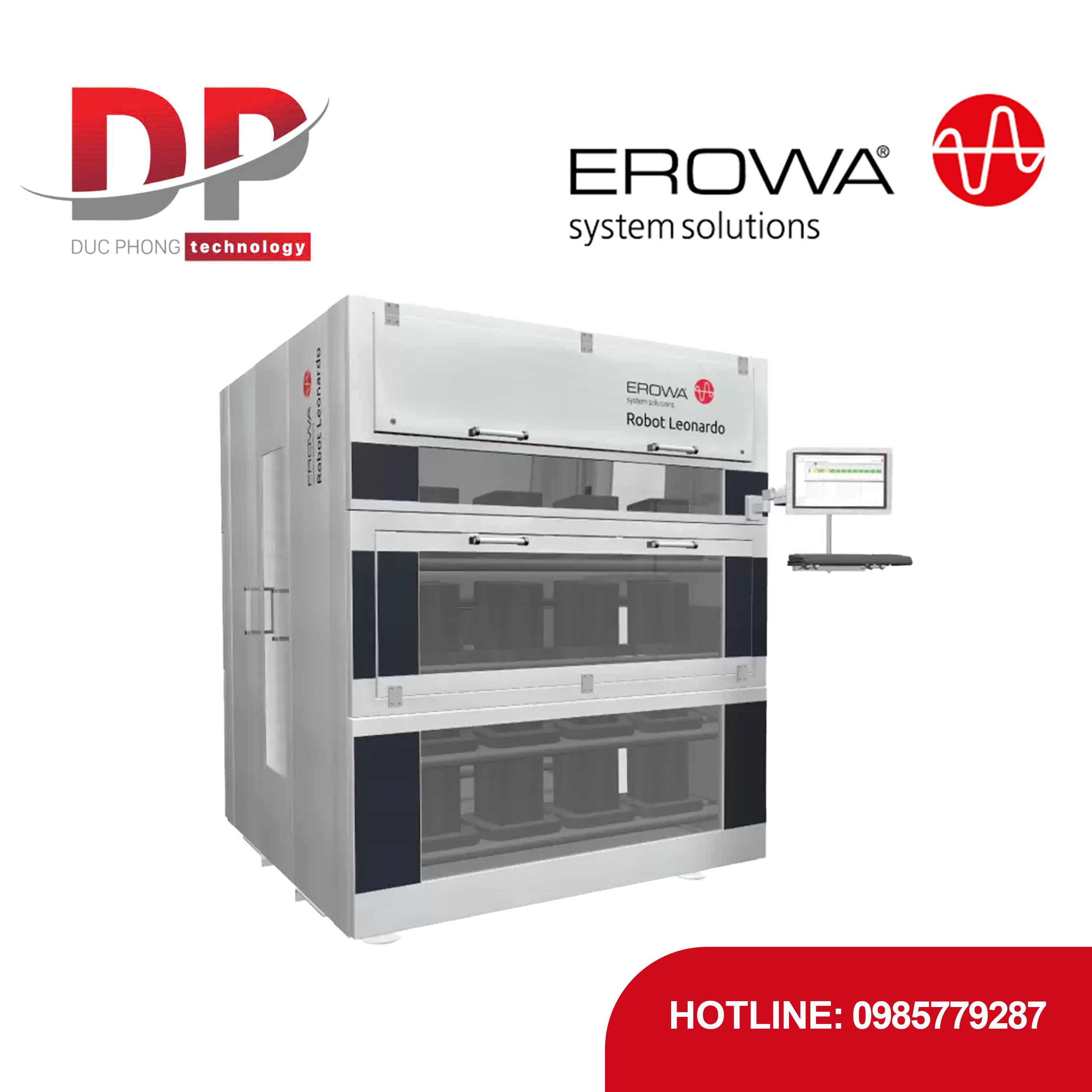 Robot EROWA Leonardo ECU300, tự động tải phôi 120 kg, phay, khoan, mài