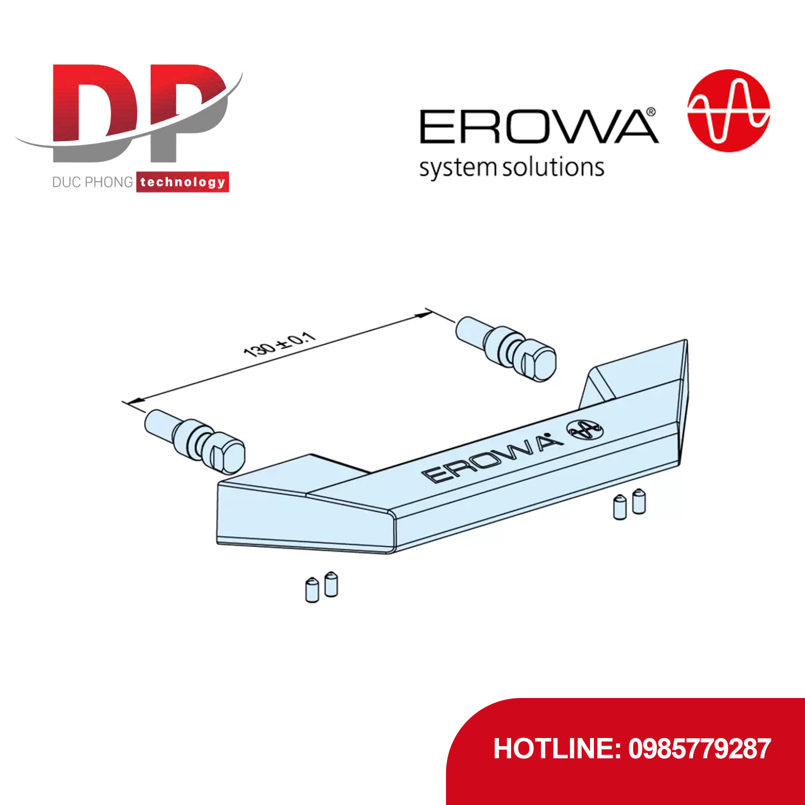 Tay cầm EROWA ER-115355, 2 cái, nhôm, cho pallet UPC, thao tác thủ công